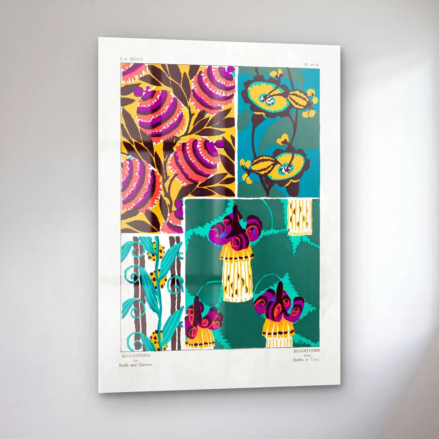 Maksimalist Çiçek Deseni No. 85 cam tablo — sol açıdan görünüm
