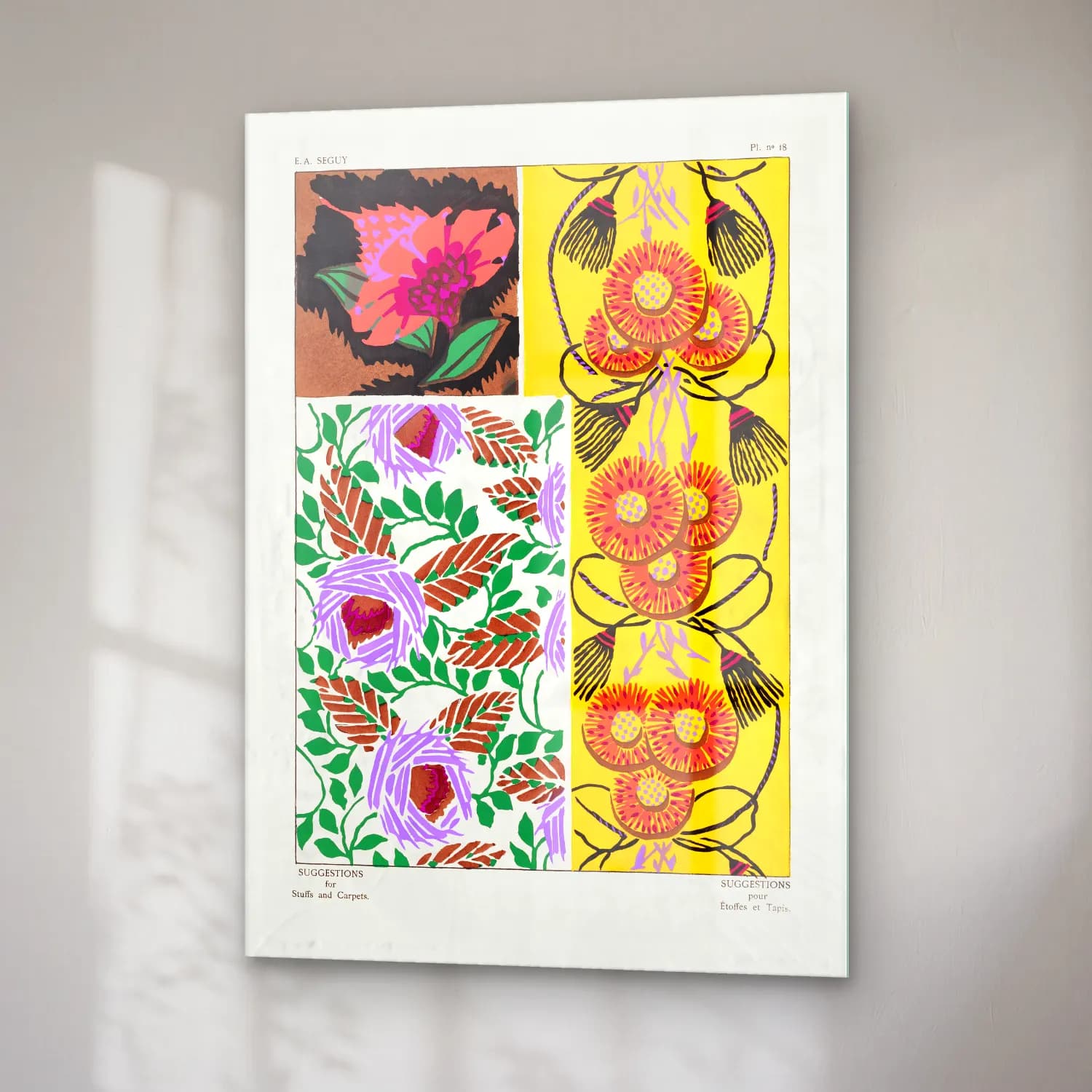 Maksimalist Çiçek Deseni No. 86 cam tablo — sağ açıdan görünüm