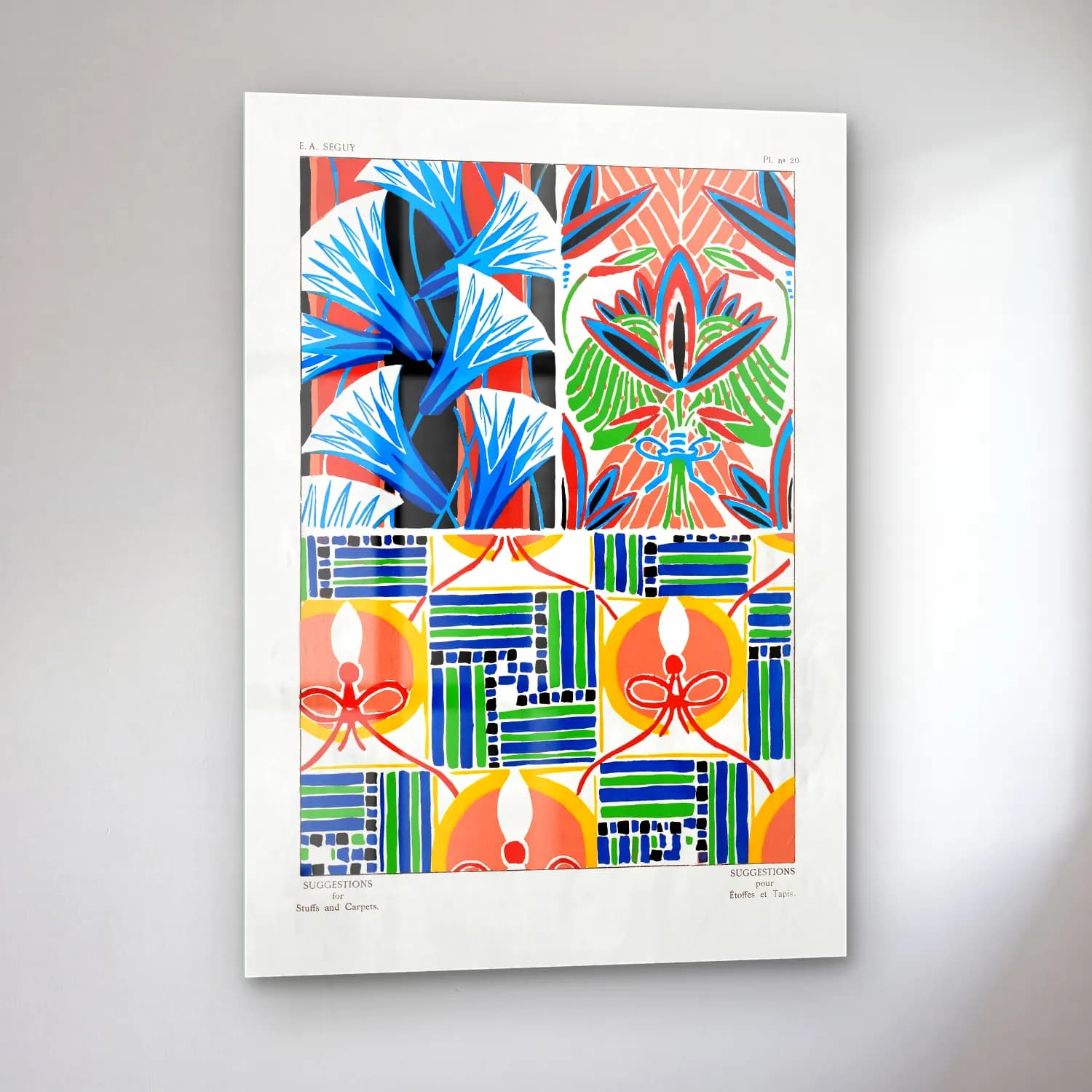 Maksimalist Çiçek Deseni No. 87 cam tablo — sol açıdan görünüm