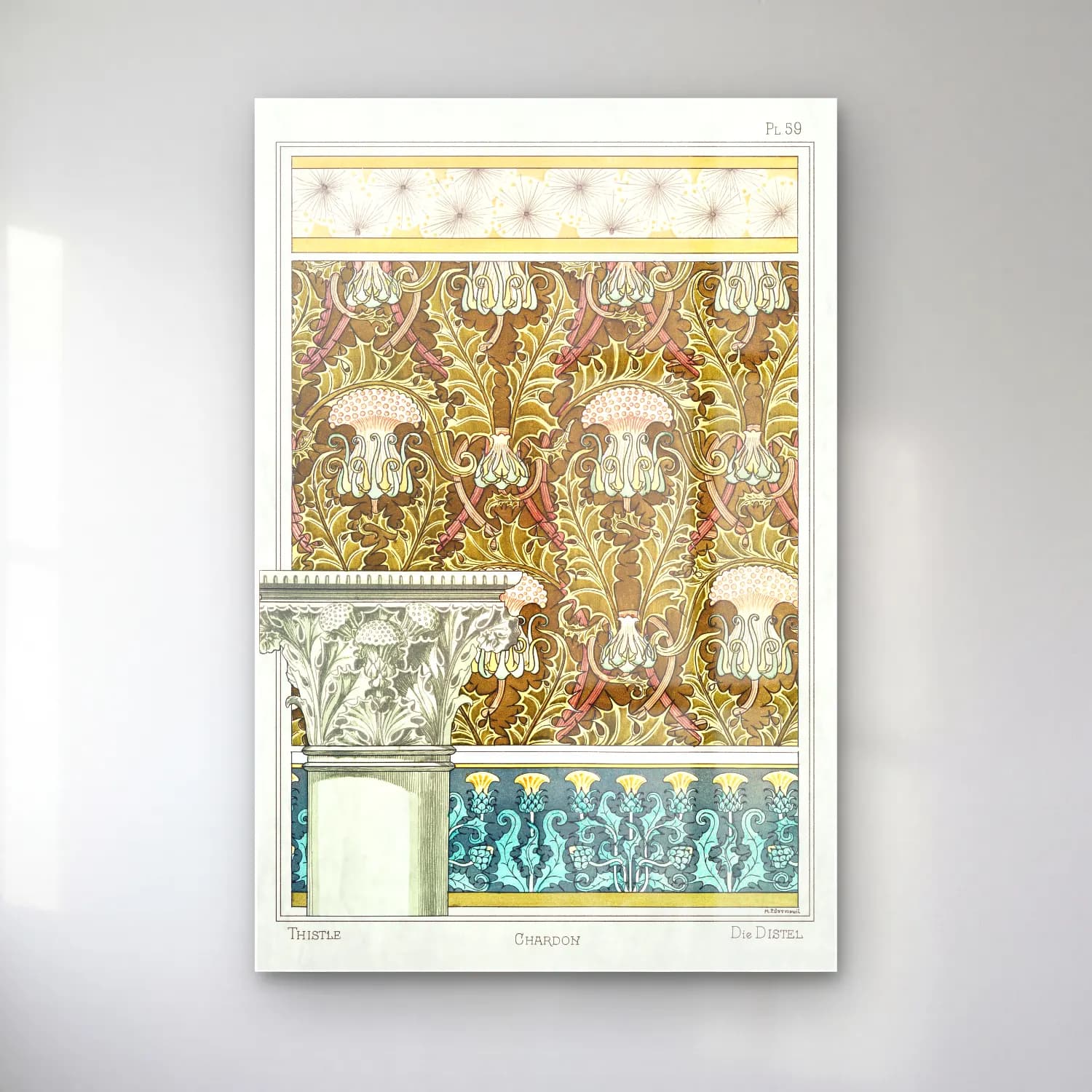 Vintage Çiçek Deseni No. 7 cam tablo — Vintage Çiçek Deseni No. 7 — vintage çiçek deseni