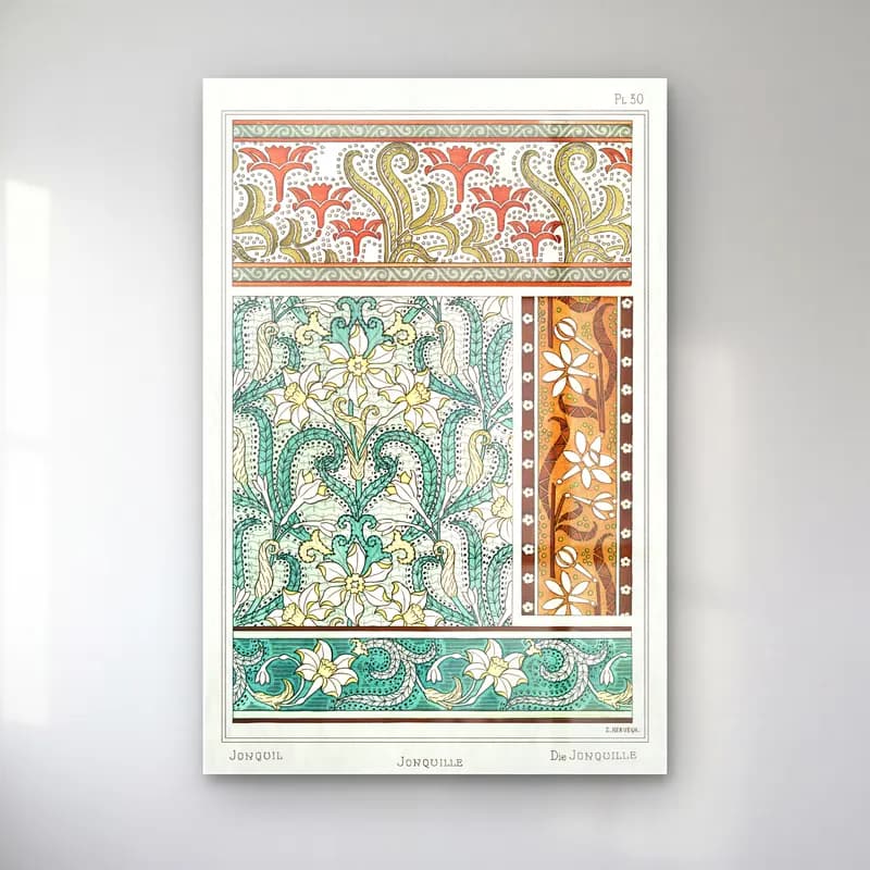 Maksimalist Çiçek Deseni No. 89 cam tablo — Maksimalist Çiçek Deseni No. 89 — maksimalist çiçek deseni