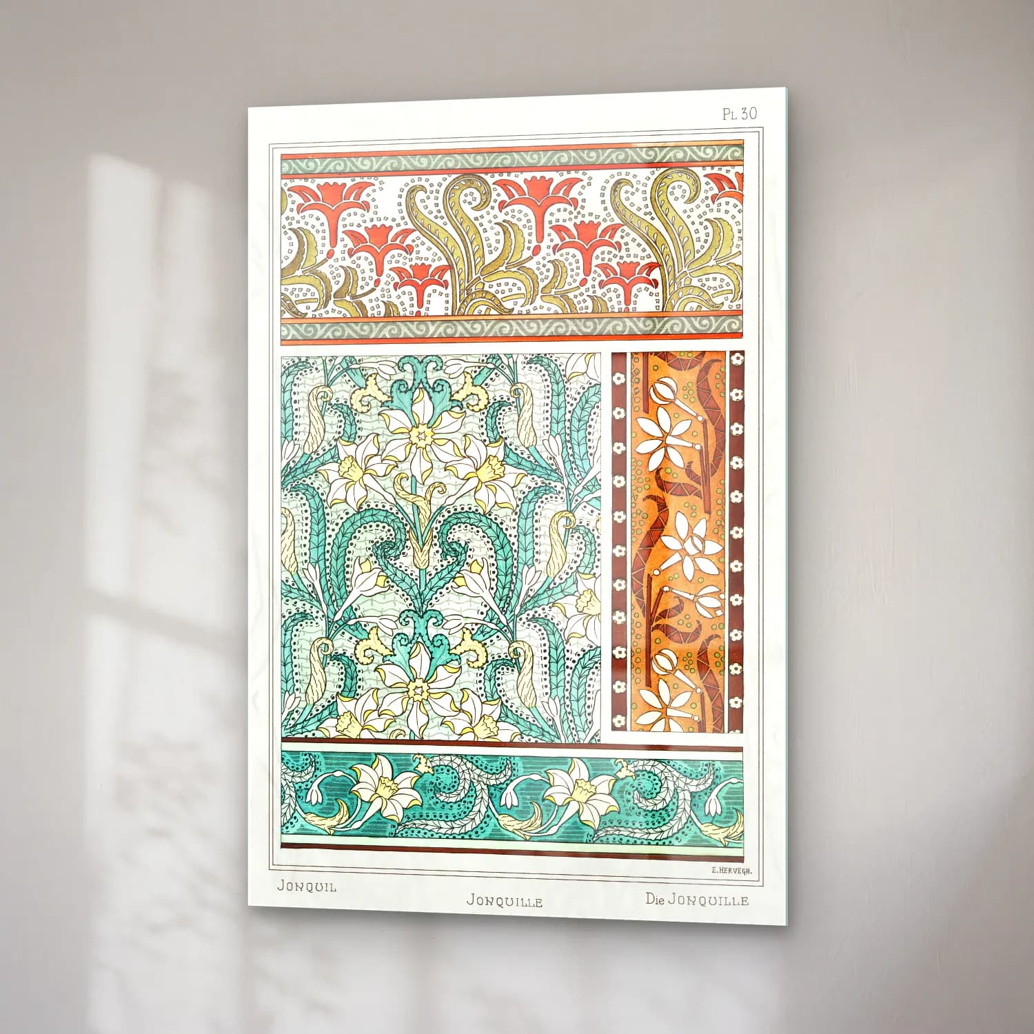 Maksimalist Çiçek Deseni No. 89 cam tablo — sağ açıdan görünüm