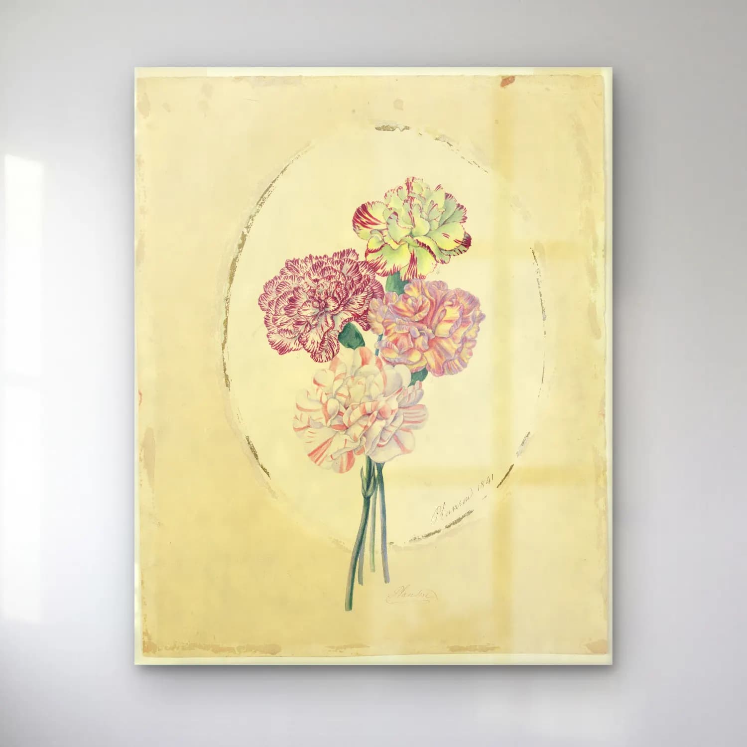 Botanik İllüstrasyon Vazoda Çiçek Buketi No. 31 cam tablo — Botanik İllüstrasyon Vazoda Çiçek Buketi No. 31 — botanik i̇llüstrasyon vazoda çiçek buketi