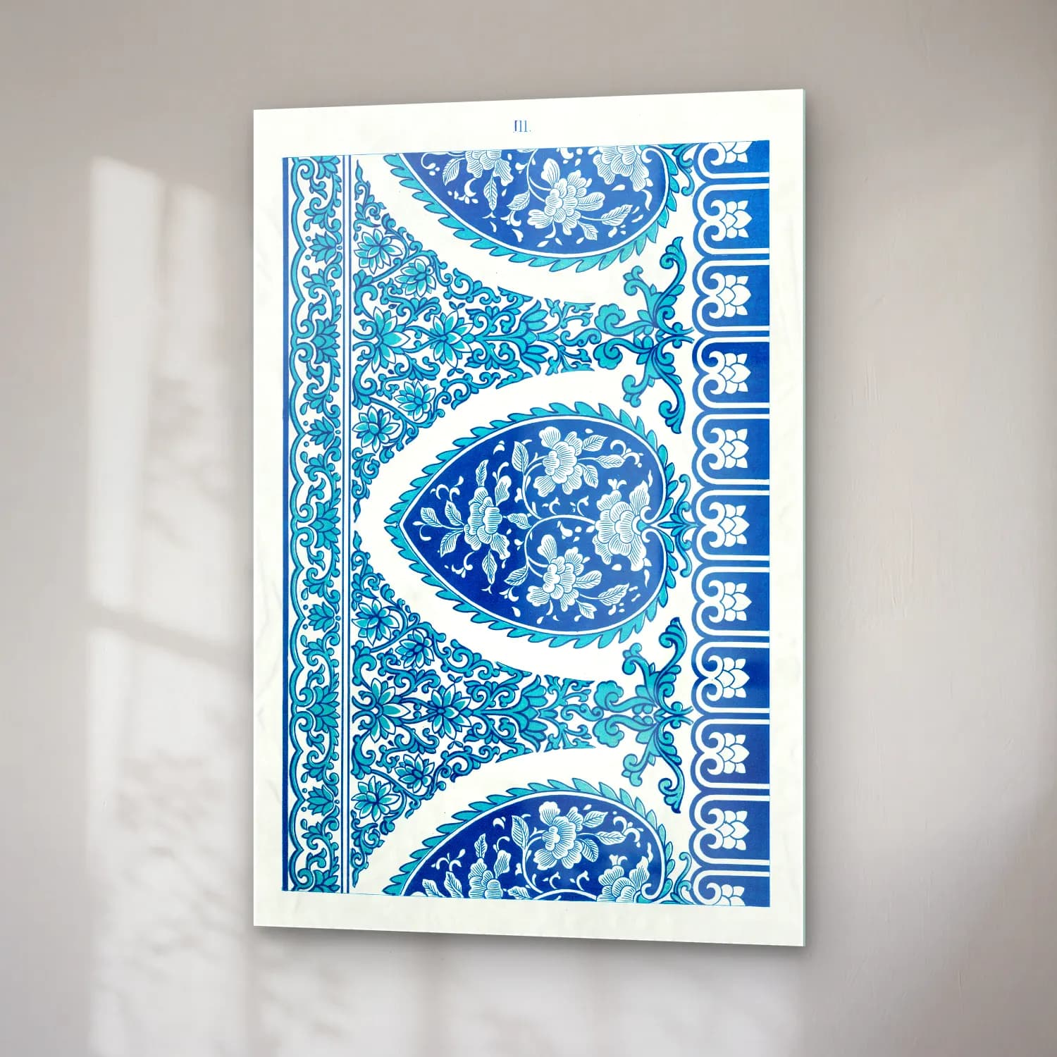 Vintage Çiçek Deseni No. 9 cam tablo — sağ açıdan görünüm
