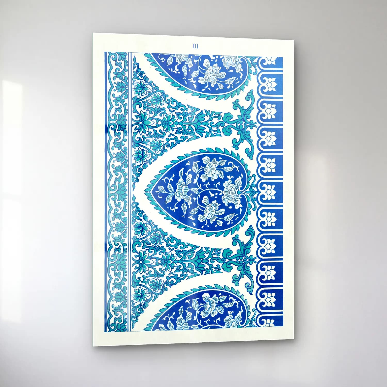 Vintage Çiçek Deseni No. 9 cam tablo — sol açıdan görünüm