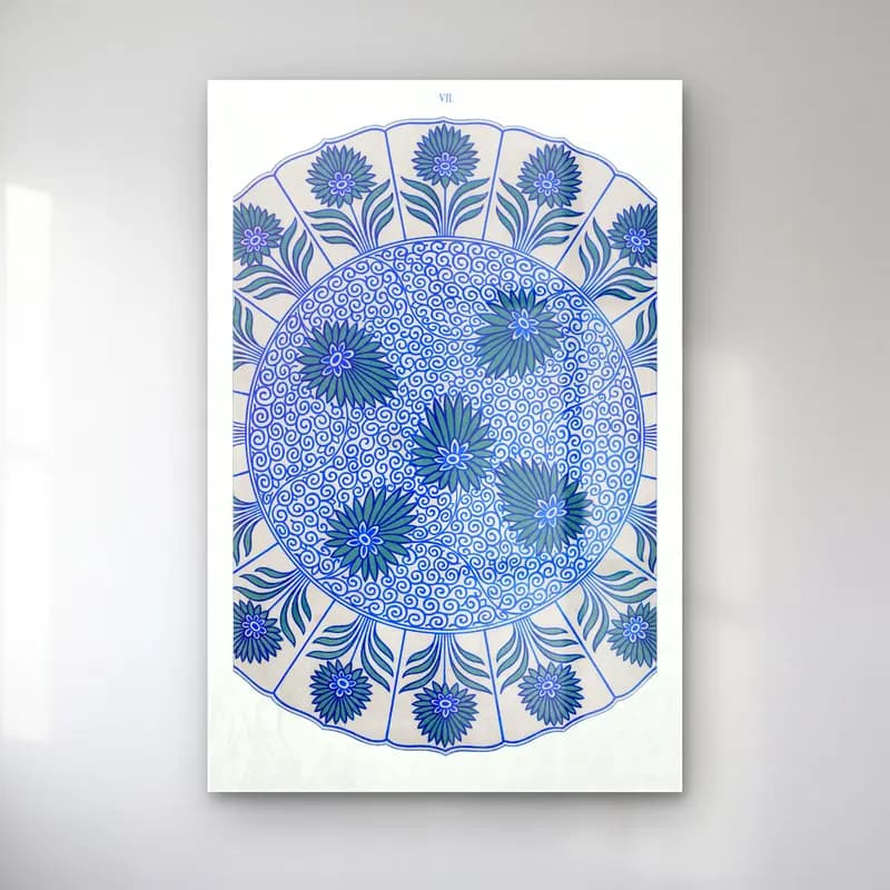 Retro Çiçek Deseni No. 124 cam tablo — Retro Çiçek Deseni No. 124 — retro çiçek deseni