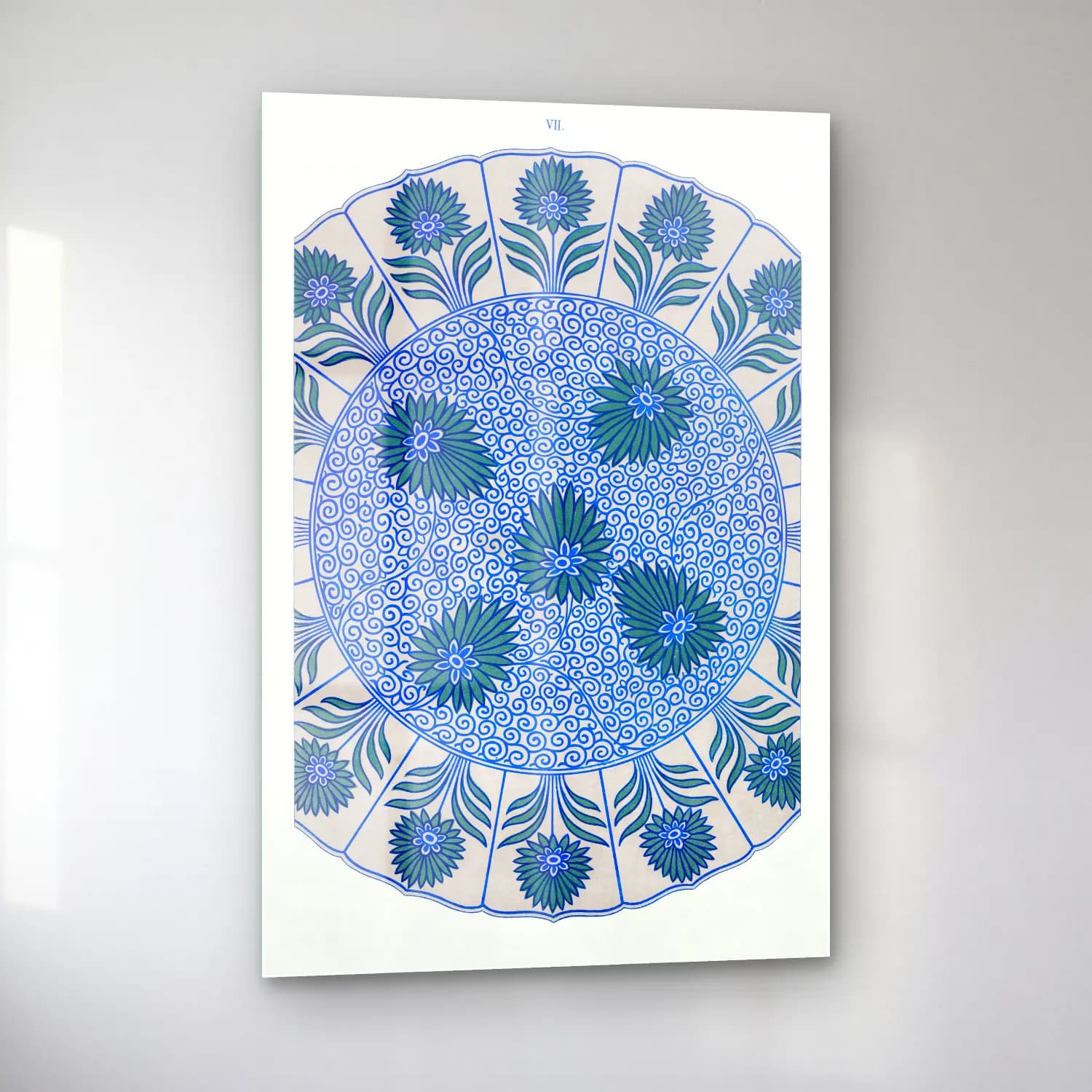 Retro Çiçek Deseni No. 124 cam tablo — sol açıdan görünüm