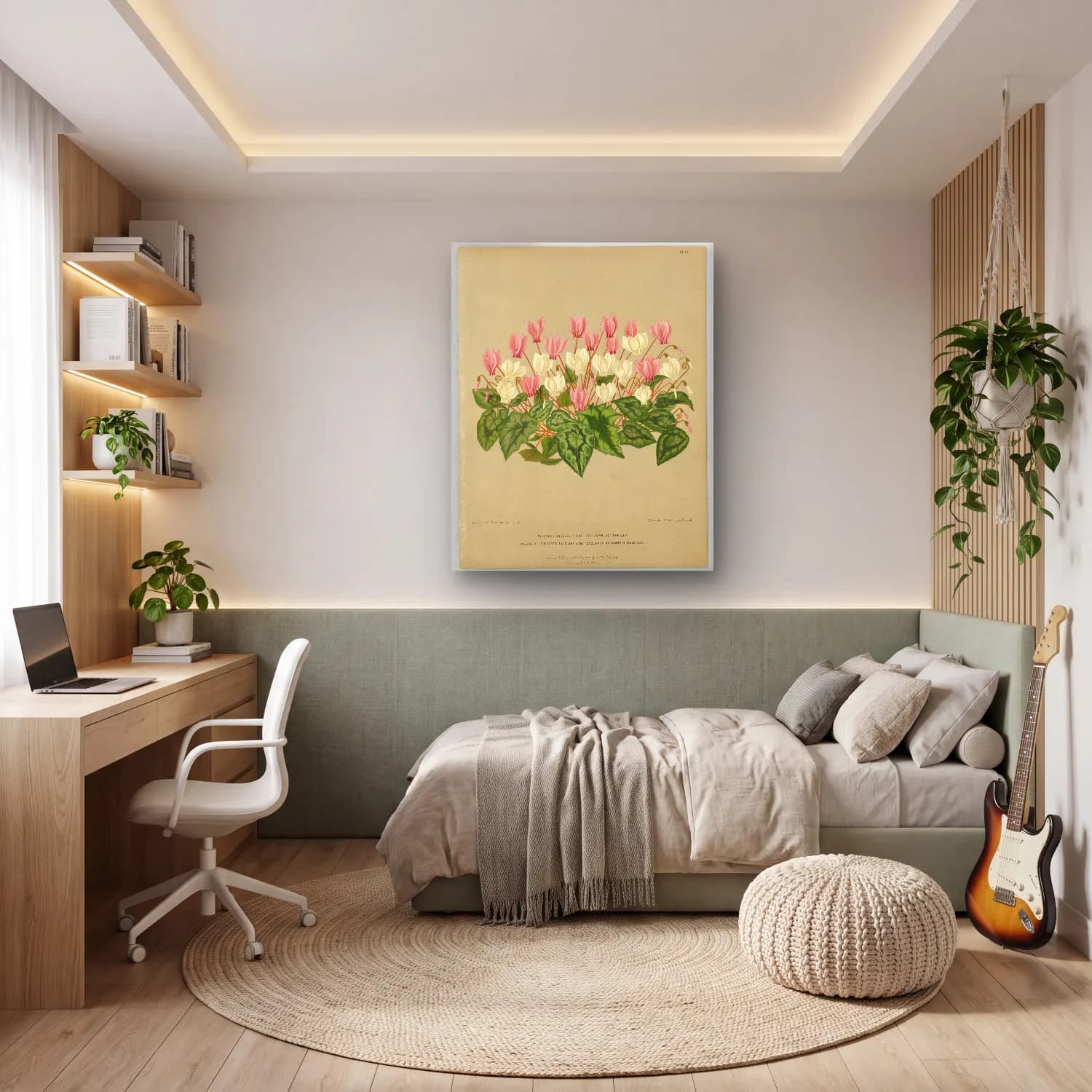 Botanik İllüstrasyon Çiçek Bahçesi No. 8 cam tablo — genç odasında