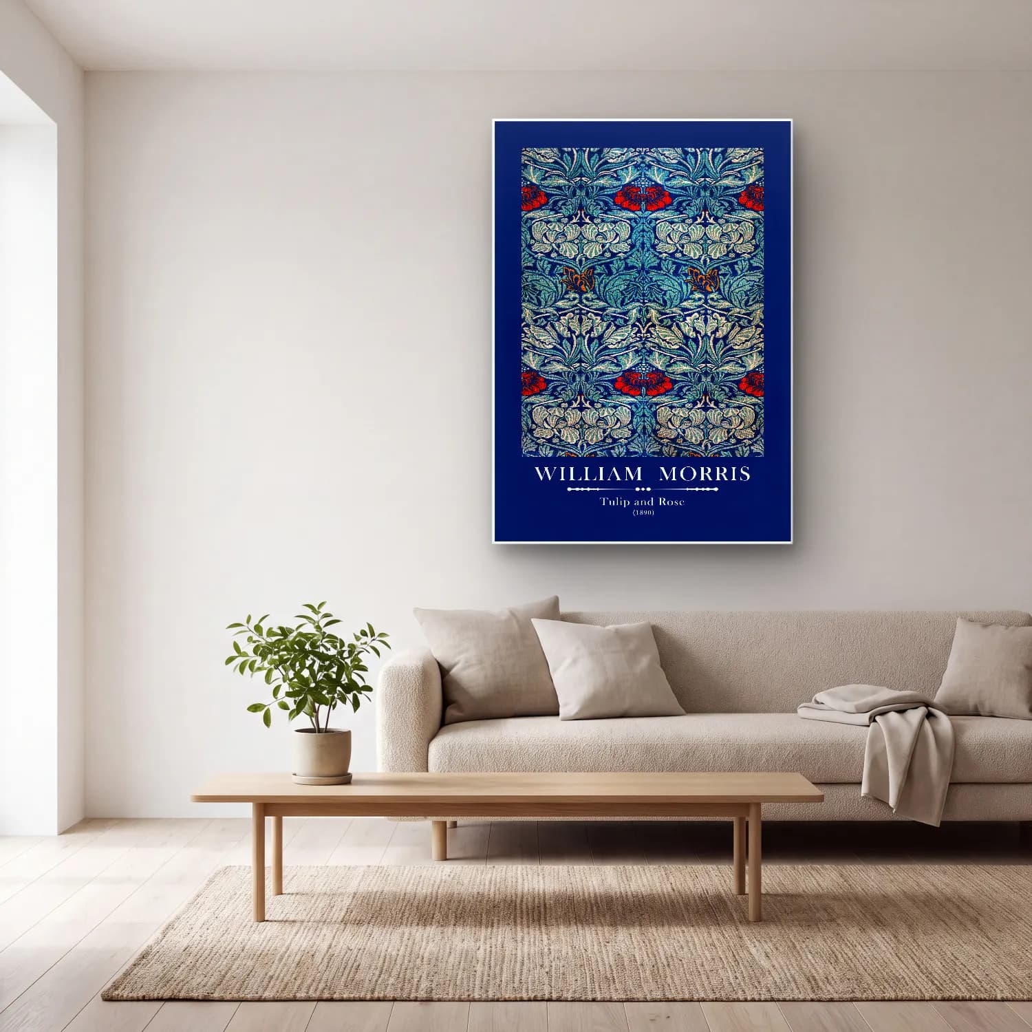 Vintage Poster Çiçek Deseni cam tablo — açık renk salonda