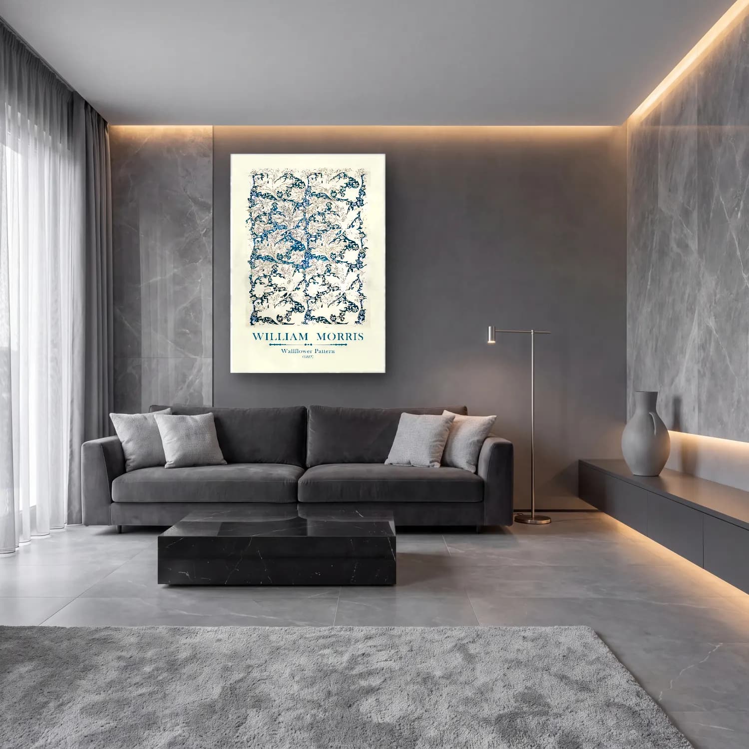 Botanik İllüstrasyon Çiçek Deseni No. 111 cam tablo — lüks salon duvarında