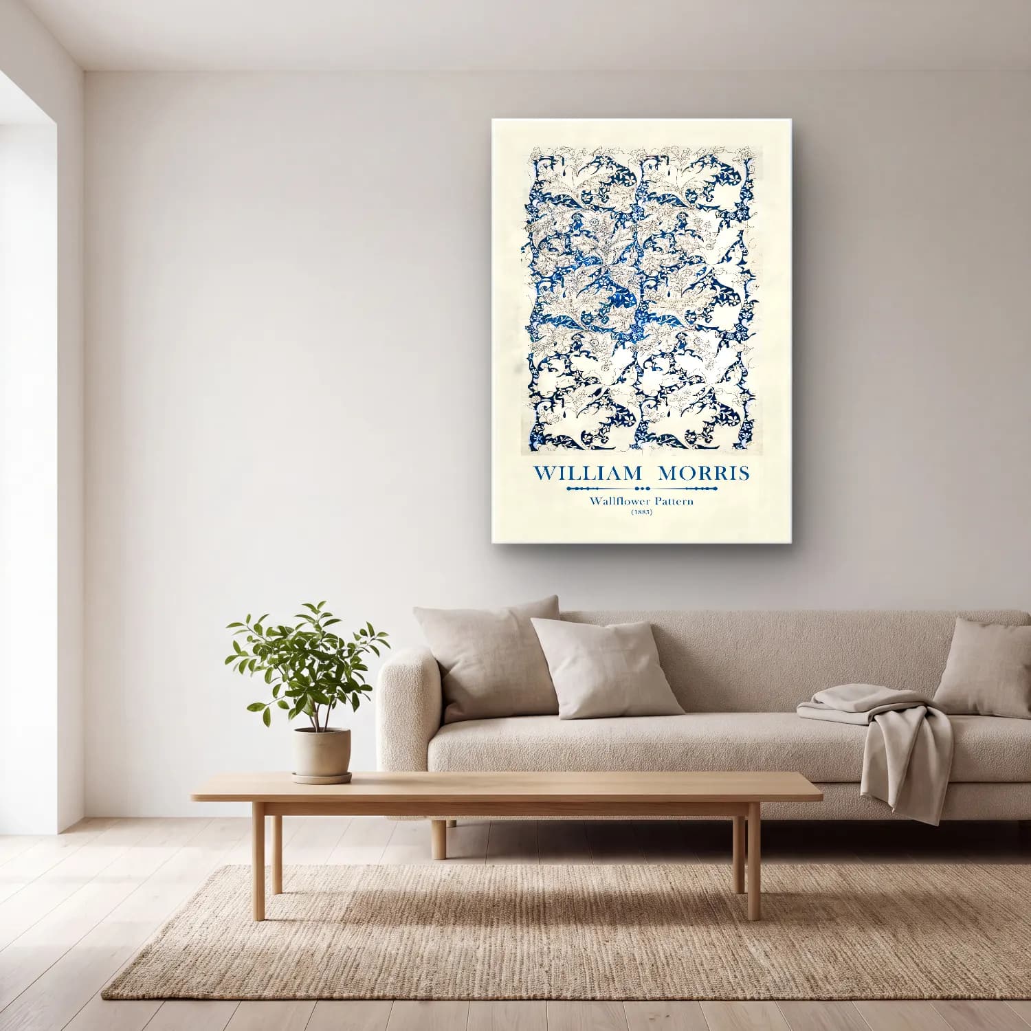 Botanik İllüstrasyon Çiçek Deseni No. 111 cam tablo — açık renk salonda
