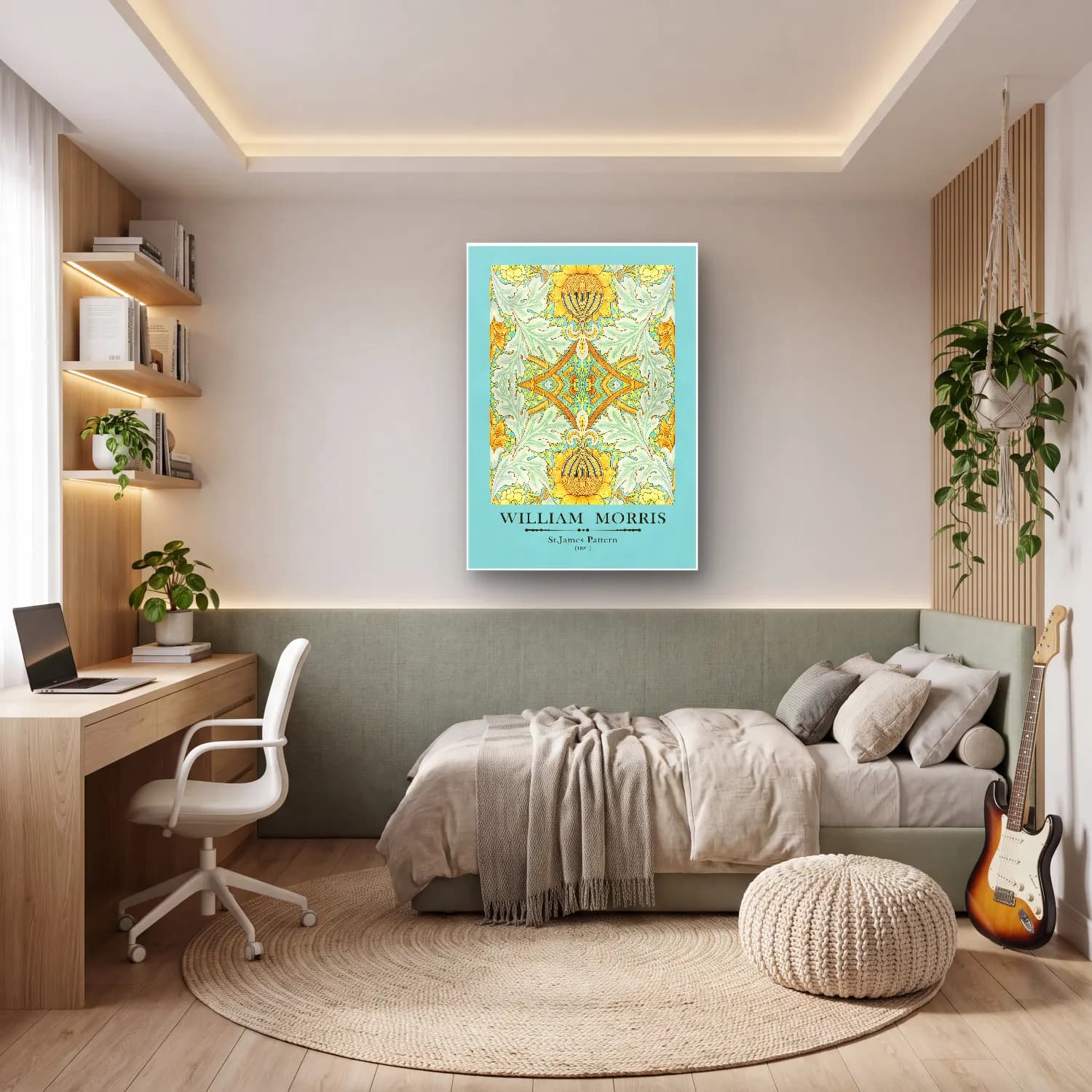 Botanik İllüstrasyon Çiçek Deseni No. 113 cam tablo — genç odasında