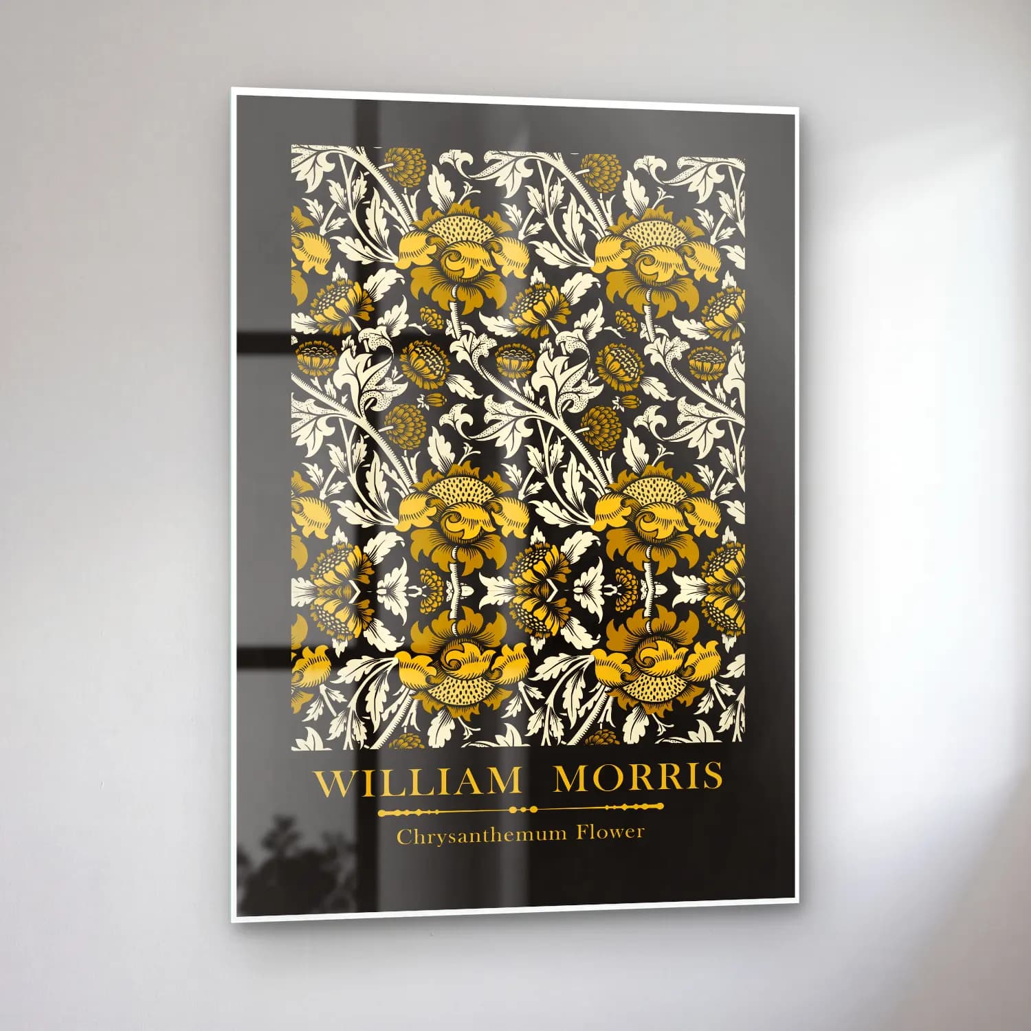 Vintage Poster Çiçek Deseni No. 5 cam tablo — sol açıdan görünüm