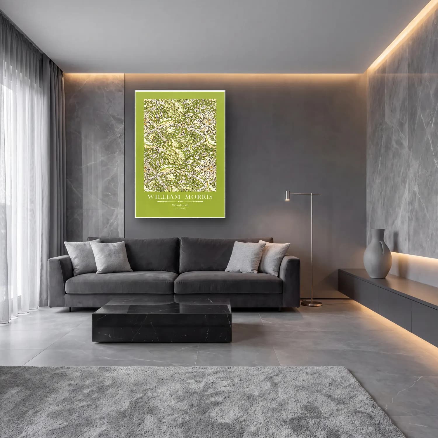 Botanik İllüstrasyon Çiçek Deseni No. 114 cam tablo — lüks salon duvarında