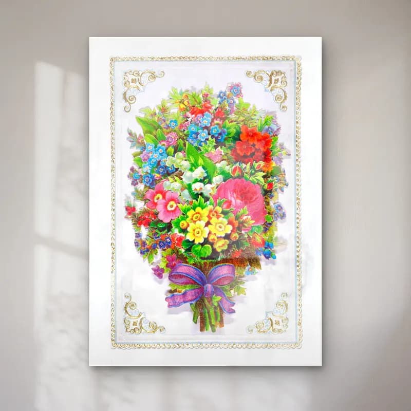 Vintage Vazoda Çiçek Buketi – Pastel Tonlar cam tablo — Vintage Vazoda Çiçek Buketi – Pastel Tonlar — vintage vazoda çiçek buketi