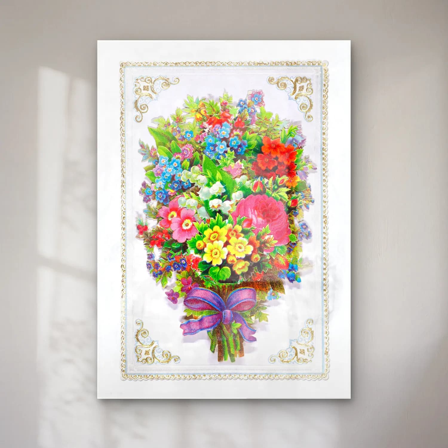 Vintage Vazoda Çiçek Buketi – Pastel Tonlar cam tablo — Vintage Vazoda Çiçek Buketi – Pastel Tonlar — vintage vazoda çiçek buketi
