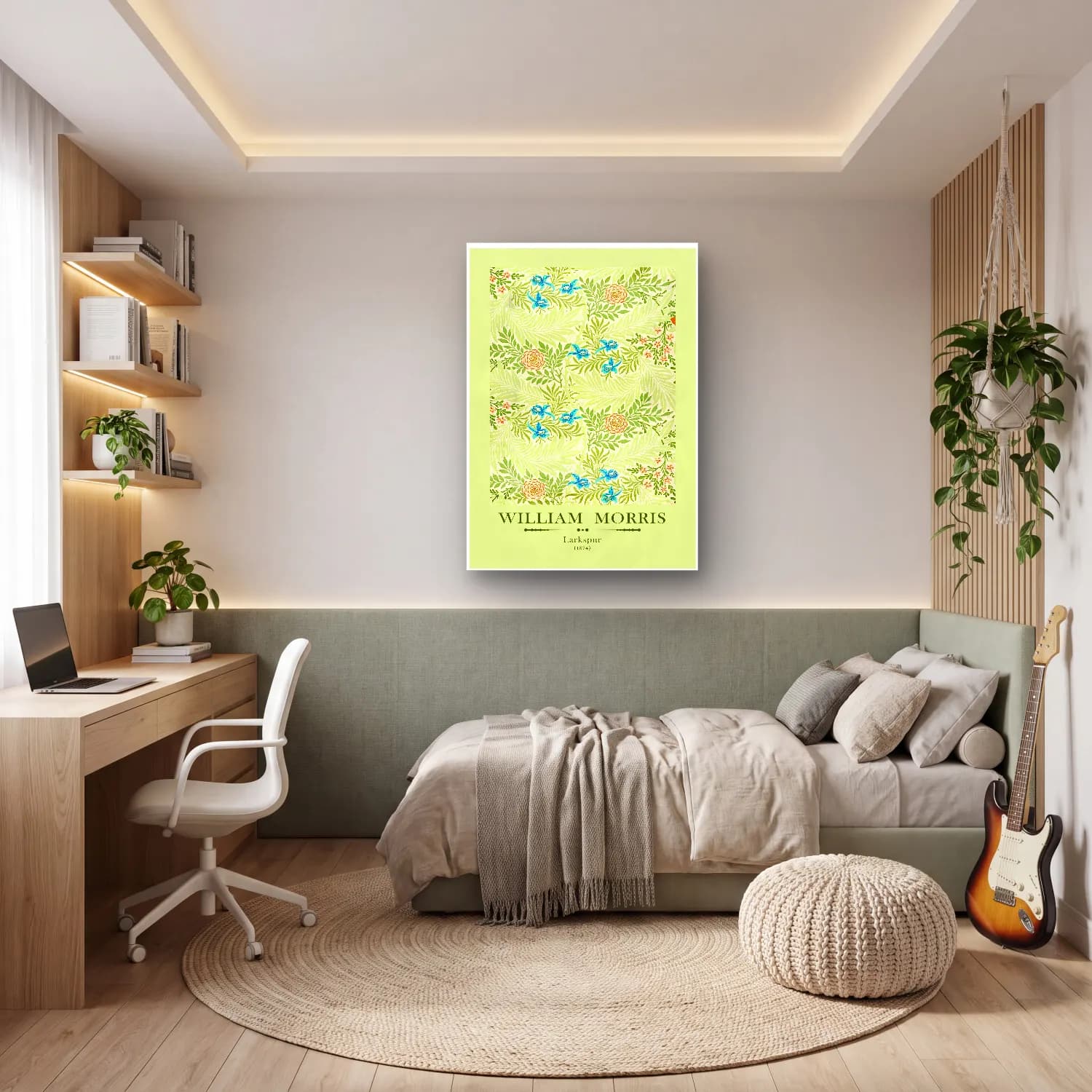 Botanik İllüstrasyon Çiçek Deseni No. 116 cam tablo — genç odasında