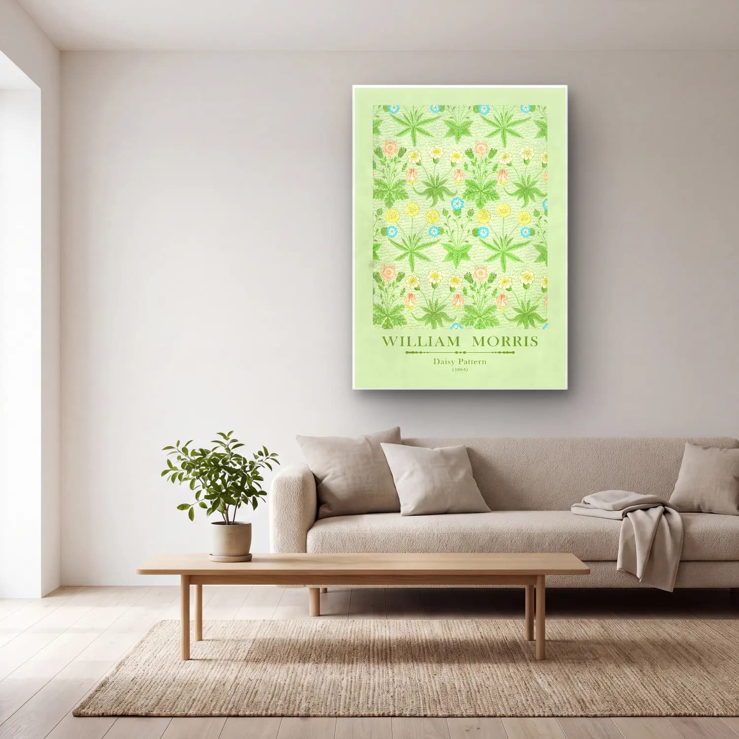 Pastel Çiçek Deseni No. 88 cam tablo — açık renk salonda