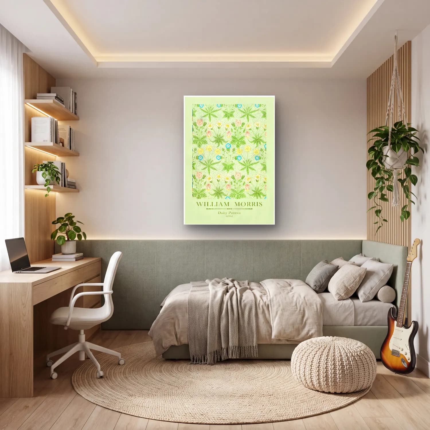 Pastel Çiçek Deseni No. 88 cam tablo — genç odasında