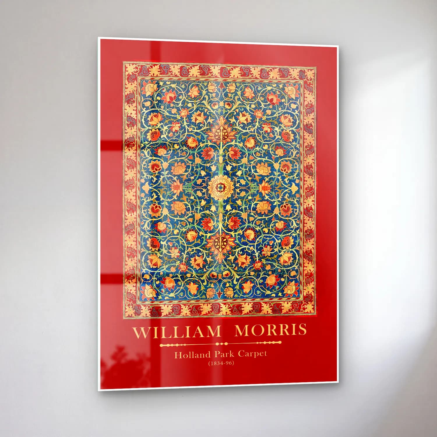 Vintage Poster Çiçek Deseni No. 8 cam tablo — sol açıdan görünüm