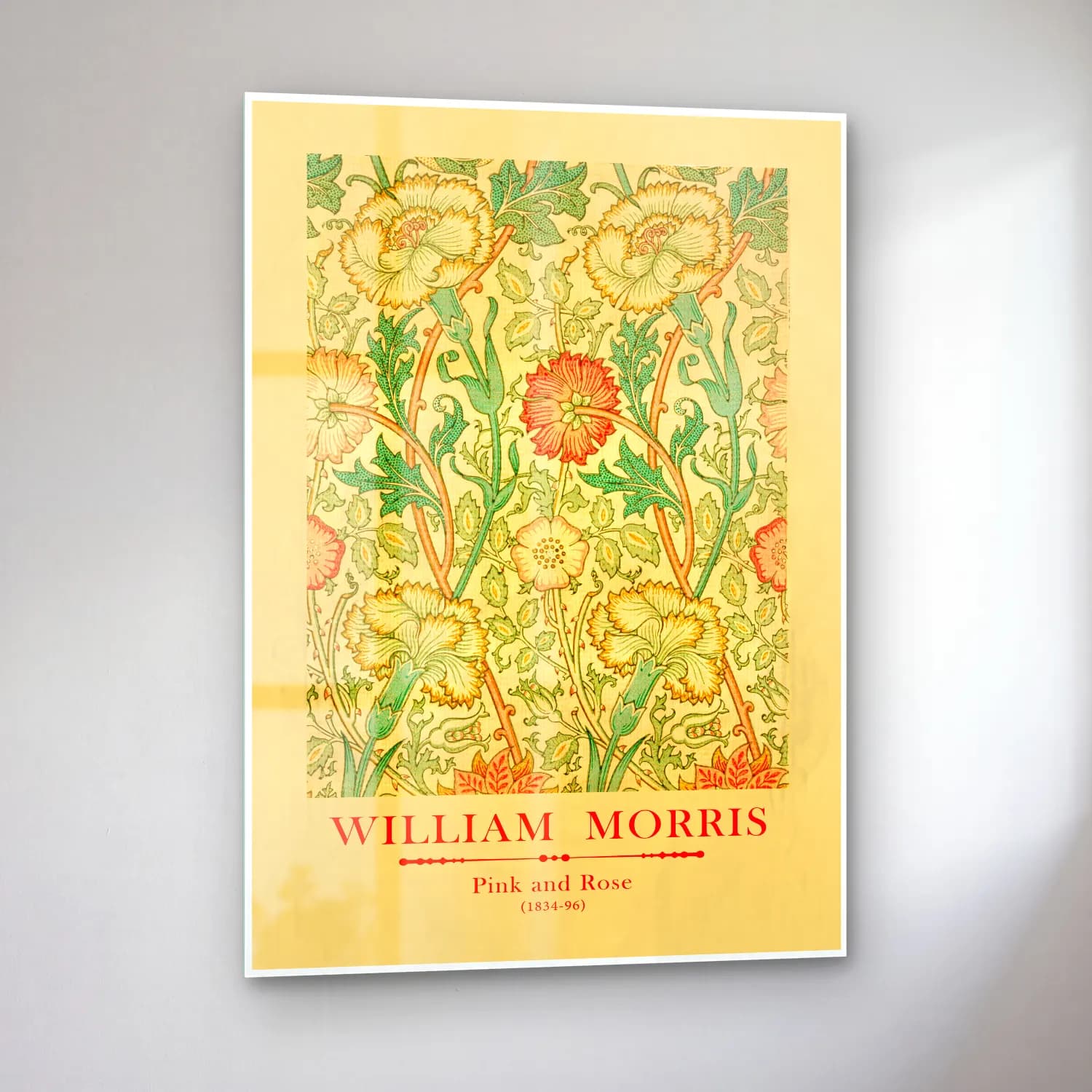 Vintage Poster Çiçek Deseni No. 11 cam tablo — sol açıdan görünüm