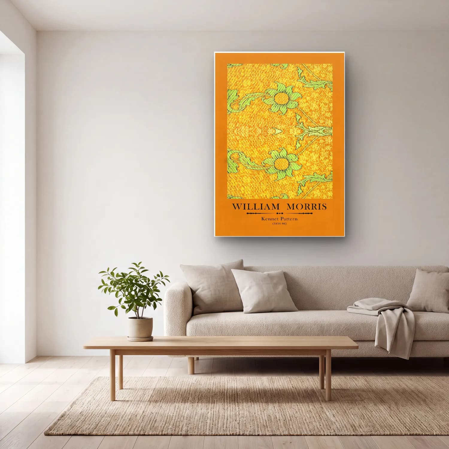Vintage Poster Çiçek Deseni No. 12 cam tablo — açık renk salonda