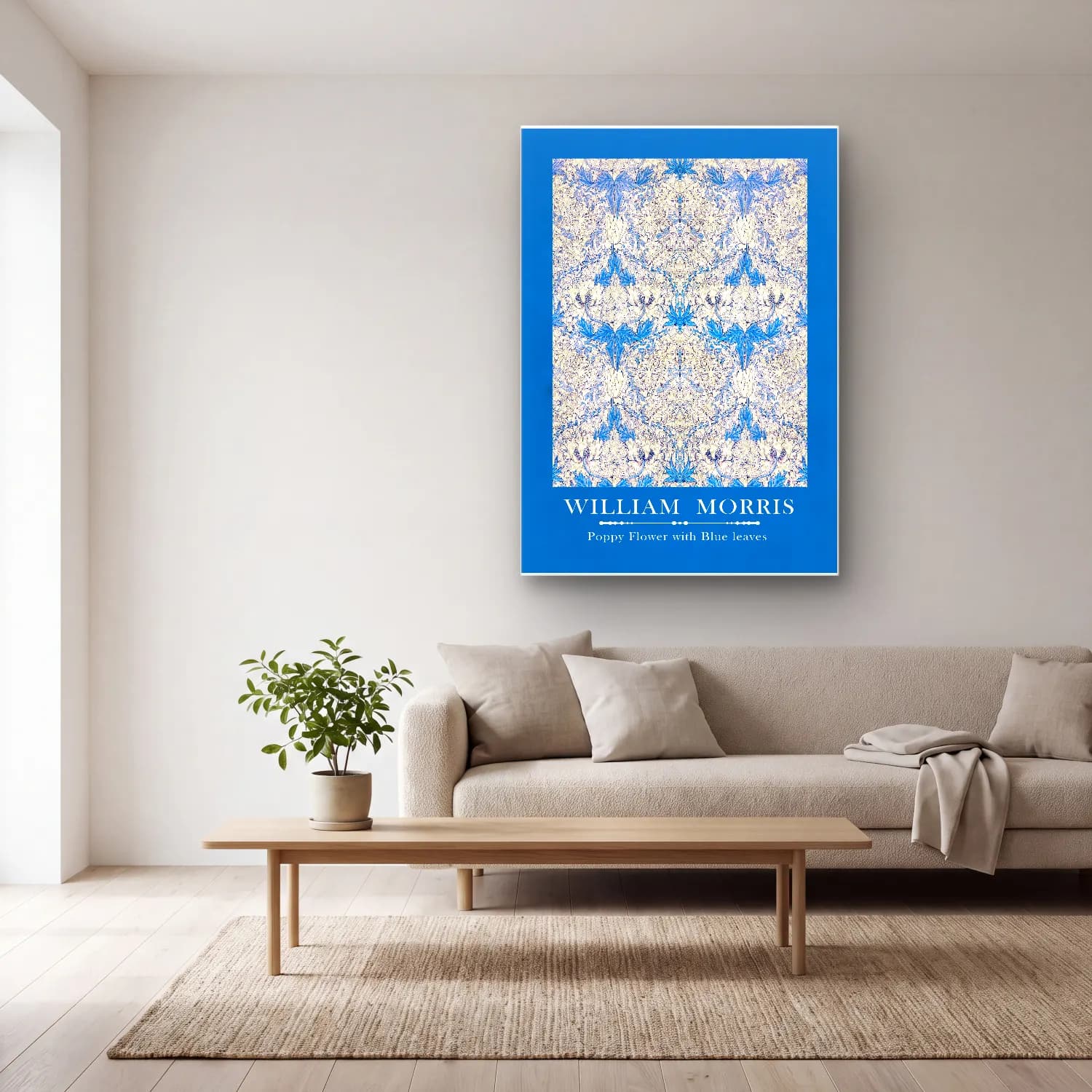 Boho Çiçek Deseni No. 136 cam tablo — açık renk salonda
