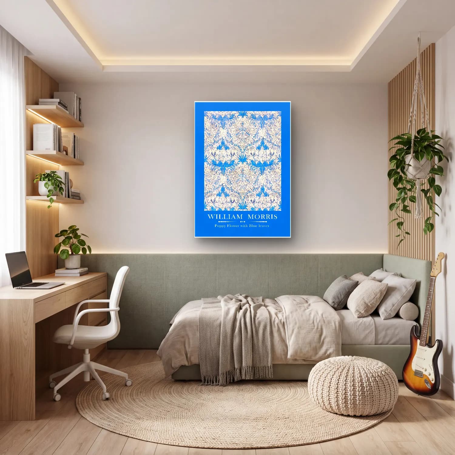 Boho Çiçek Deseni No. 136 cam tablo — genç odasında