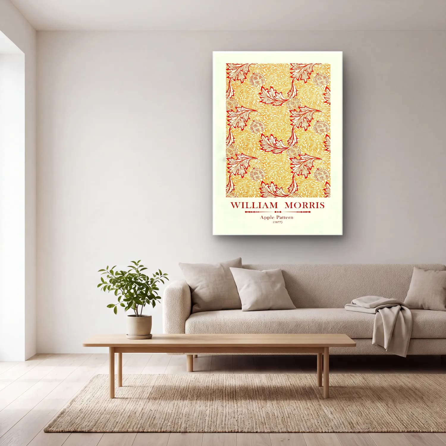 Botanik İllüstrasyon Çiçek Deseni No. 118 cam tablo — açık renk salonda