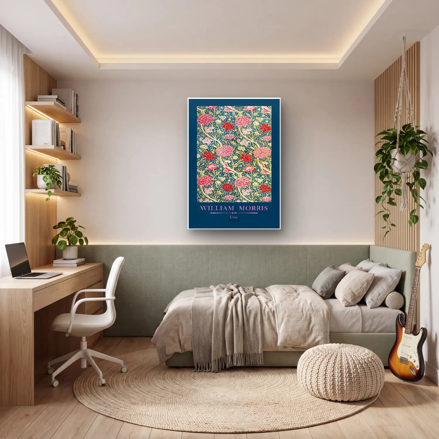 Vintage Poster Çiçek Deseni – Pembe Tonlar cam tablo — genç odasında