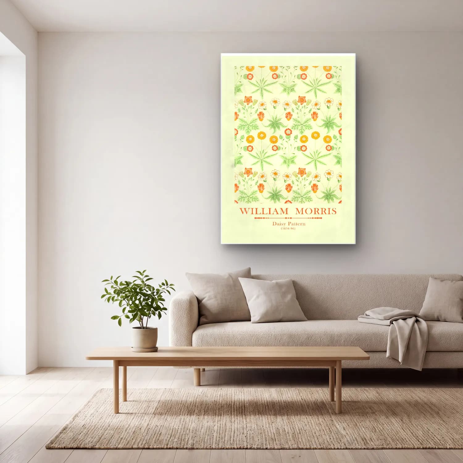Vintage Poster Çiçek Deseni No. 15 cam tablo — açık renk salonda
