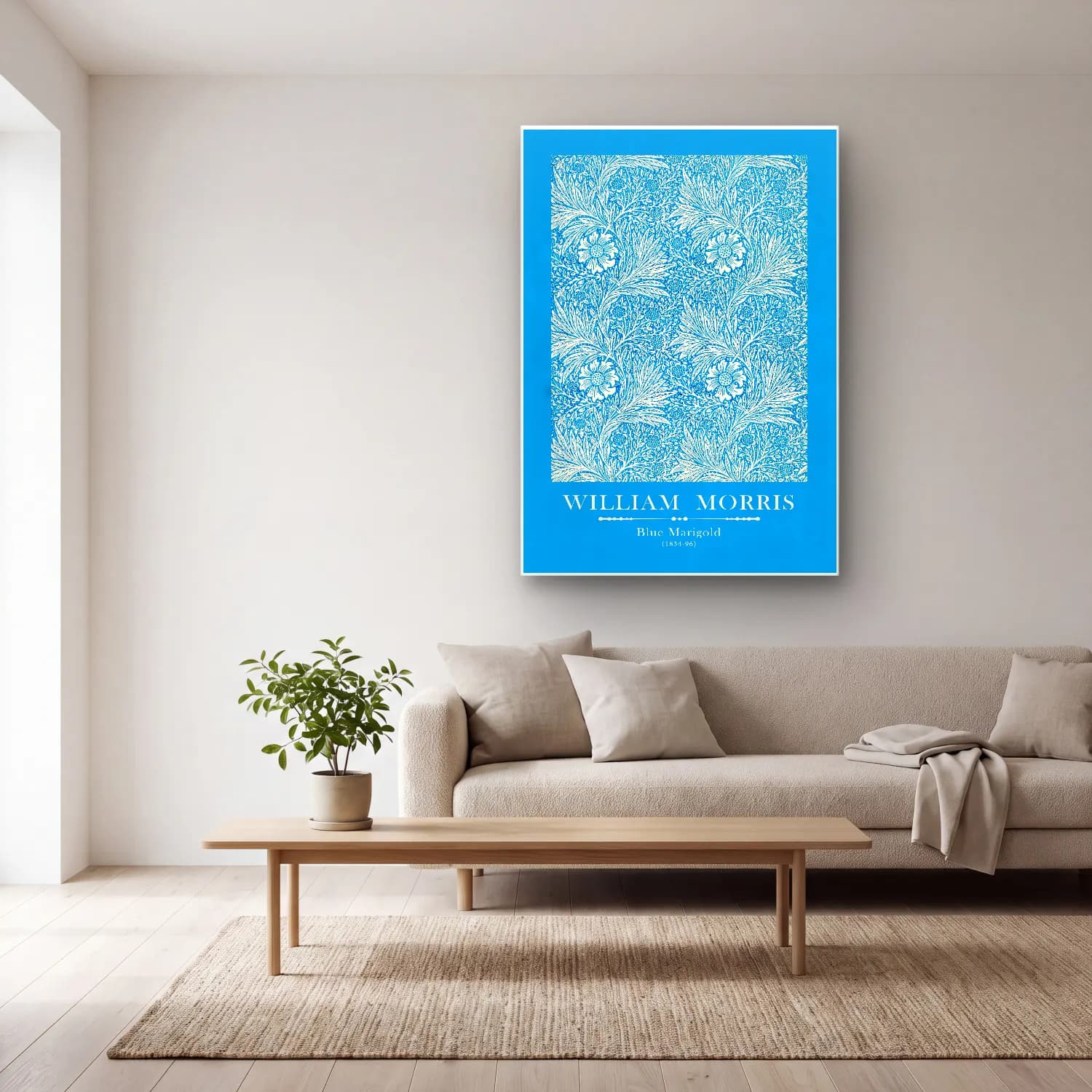 Botanik İllüstrasyon Çiçek Deseni No. 121 cam tablo — açık renk salonda
