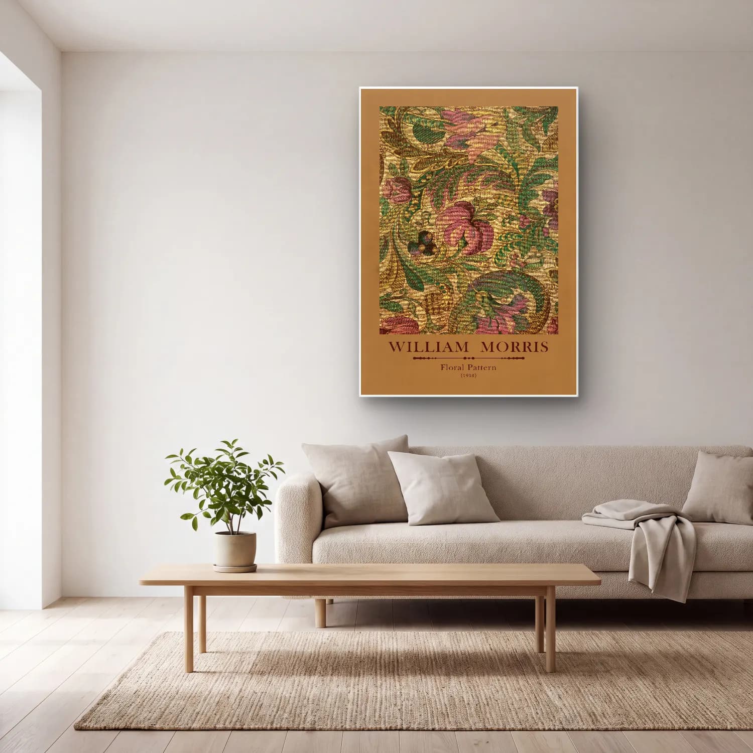 Botanik İllüstrasyon Çiçek Deseni No. 122 cam tablo — açık renk salonda