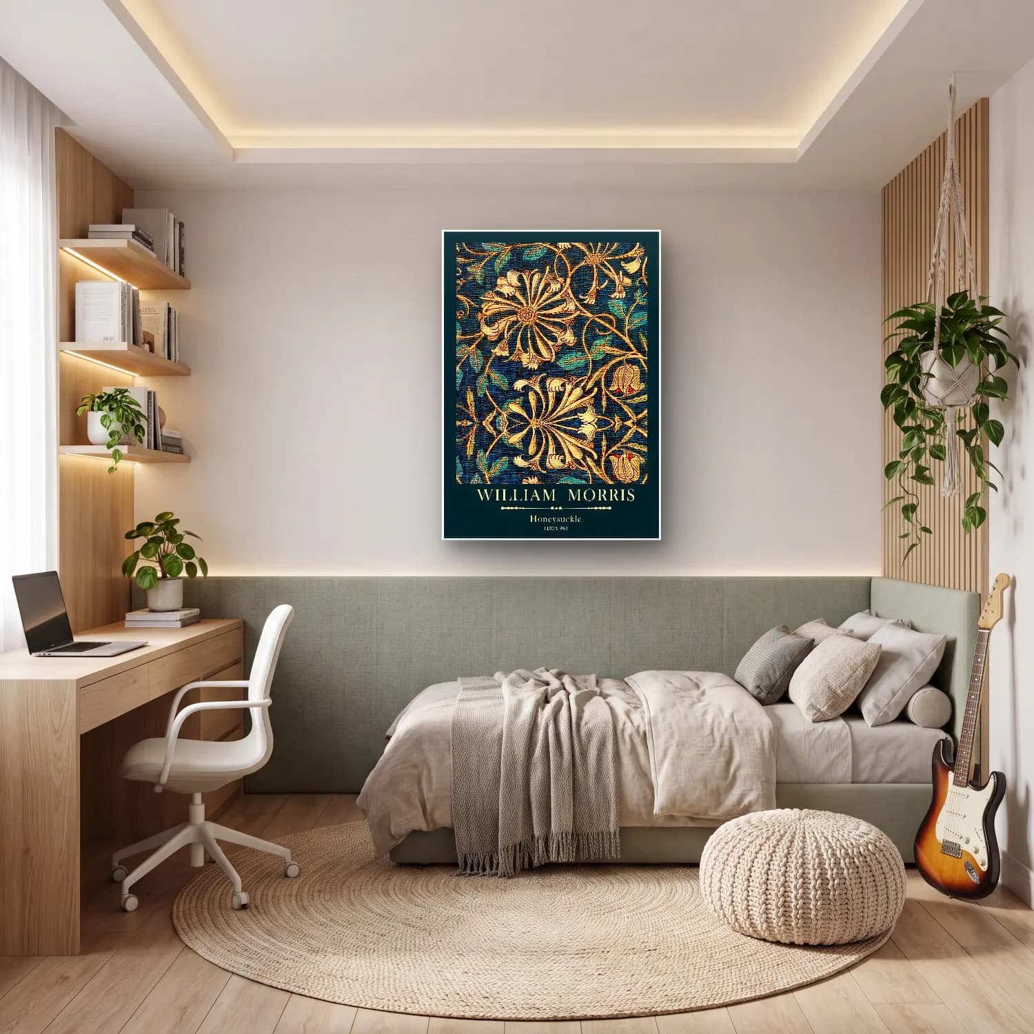 Botanik İllüstrasyon Çiçek Deseni No. 123 cam tablo — genç odasında