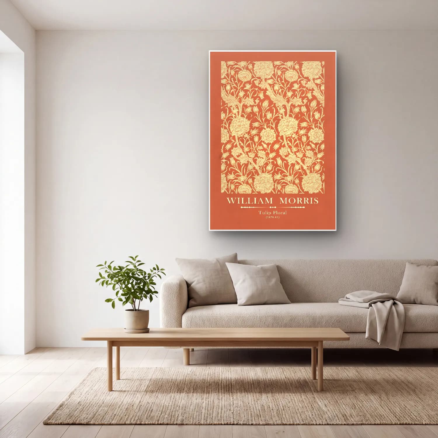 Vintage Poster Çiçek Deseni No. 16 cam tablo — açık renk salonda