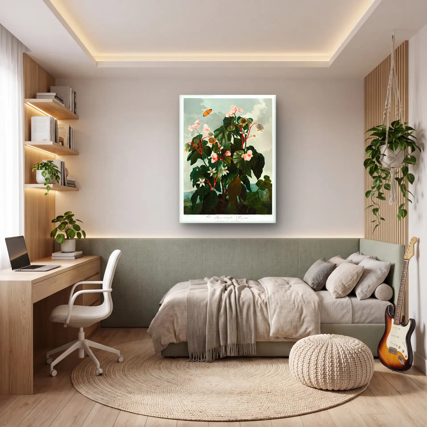 Botanik İllüstrasyon Çiçek Bahçesi No. 9 cam tablo — genç odasında