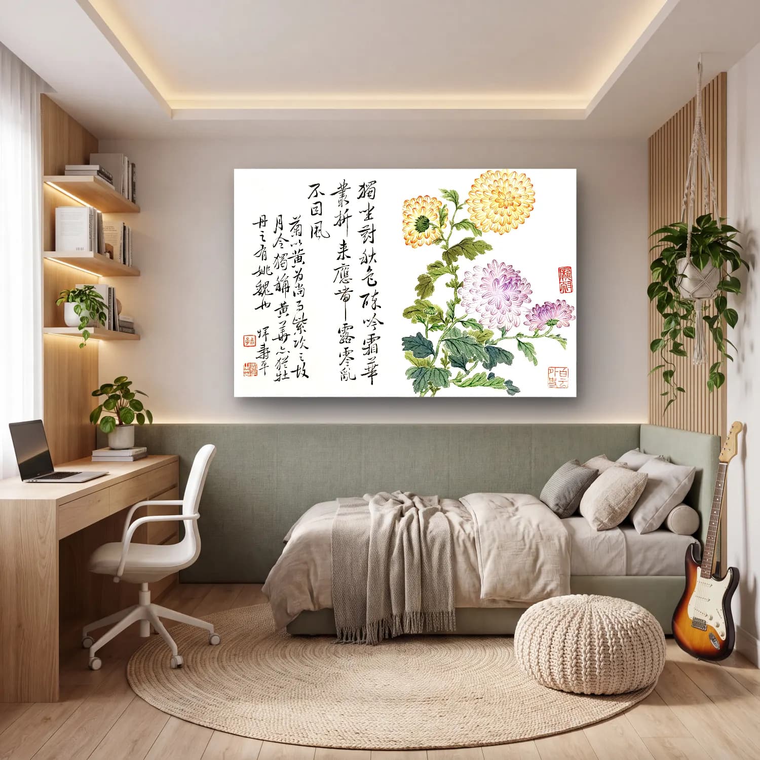 Botanik İllüstrasyon Lotus Çiçekleri No. 21 cam tablo — genç odasında