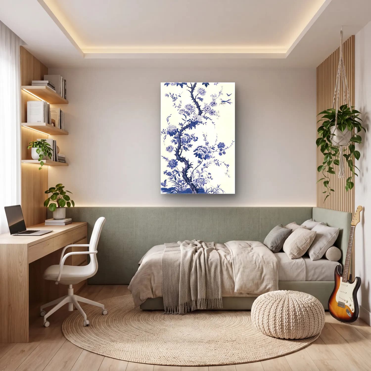 Botanik İllüstrasyon Çiçek Deseni No. 135 cam tablo — genç odasında