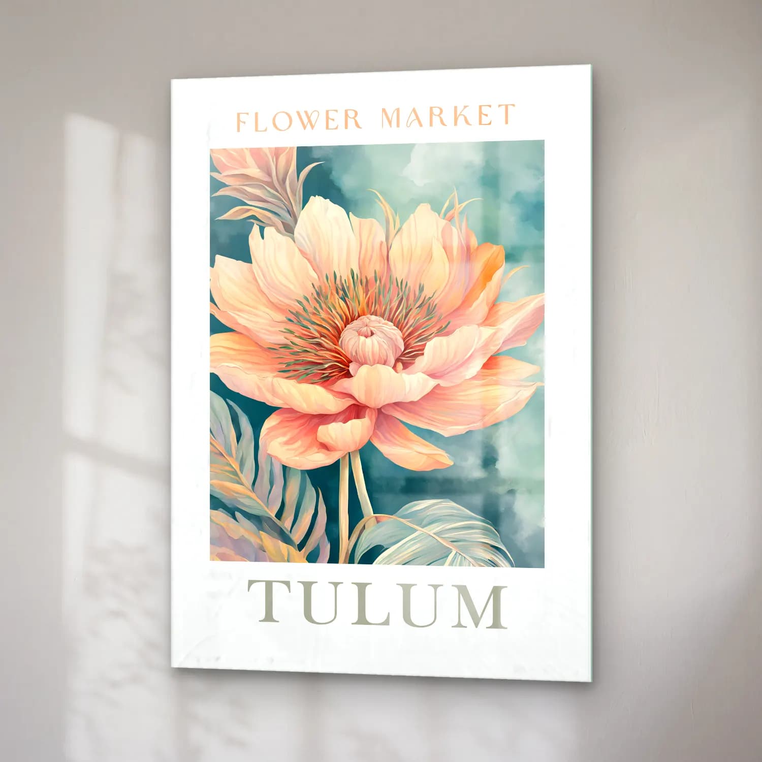 Pastel Lotus Çiçekleri No. 10 cam tablo — sağ açıdan görünüm