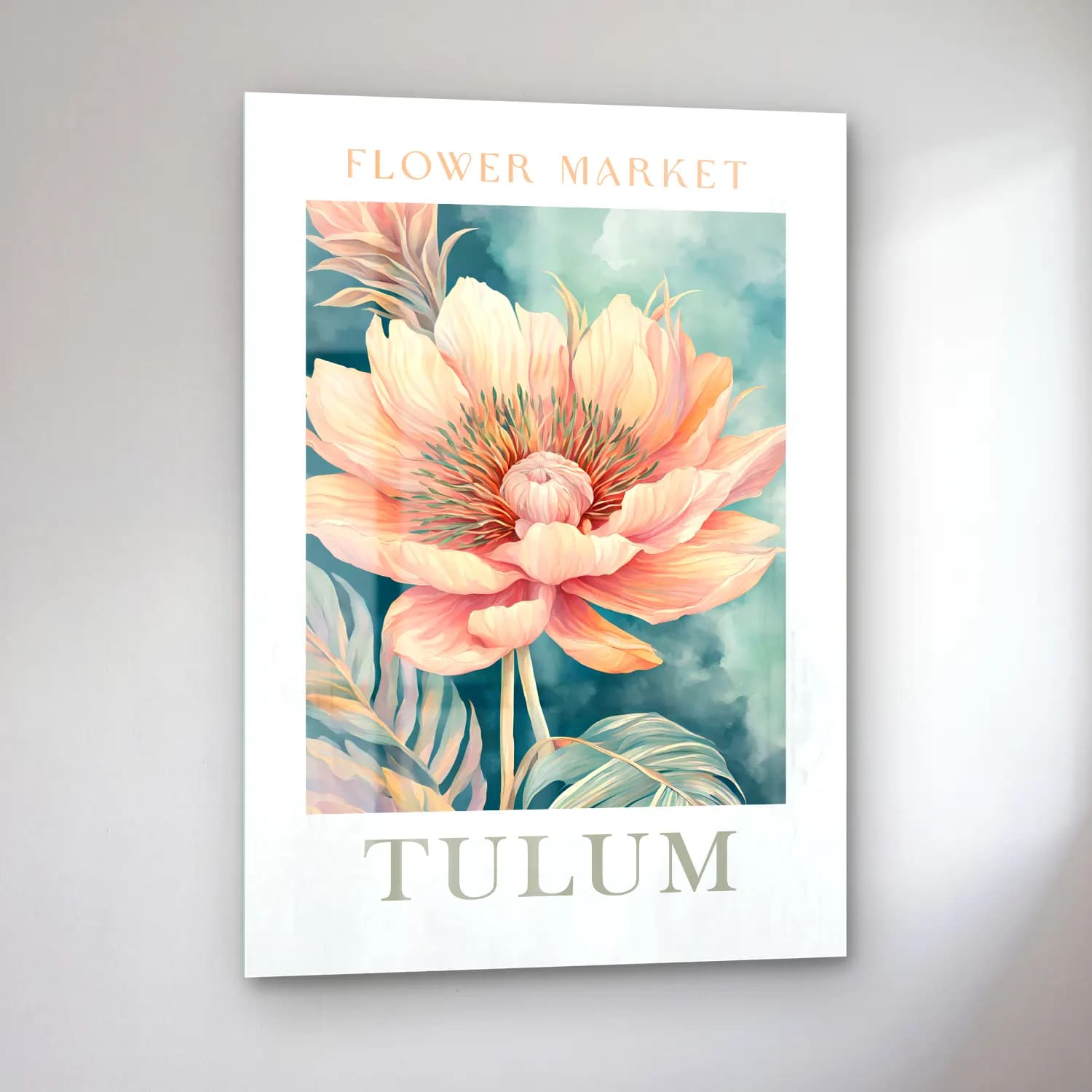 Pastel Lotus Çiçekleri No. 10 cam tablo — sol açıdan görünüm