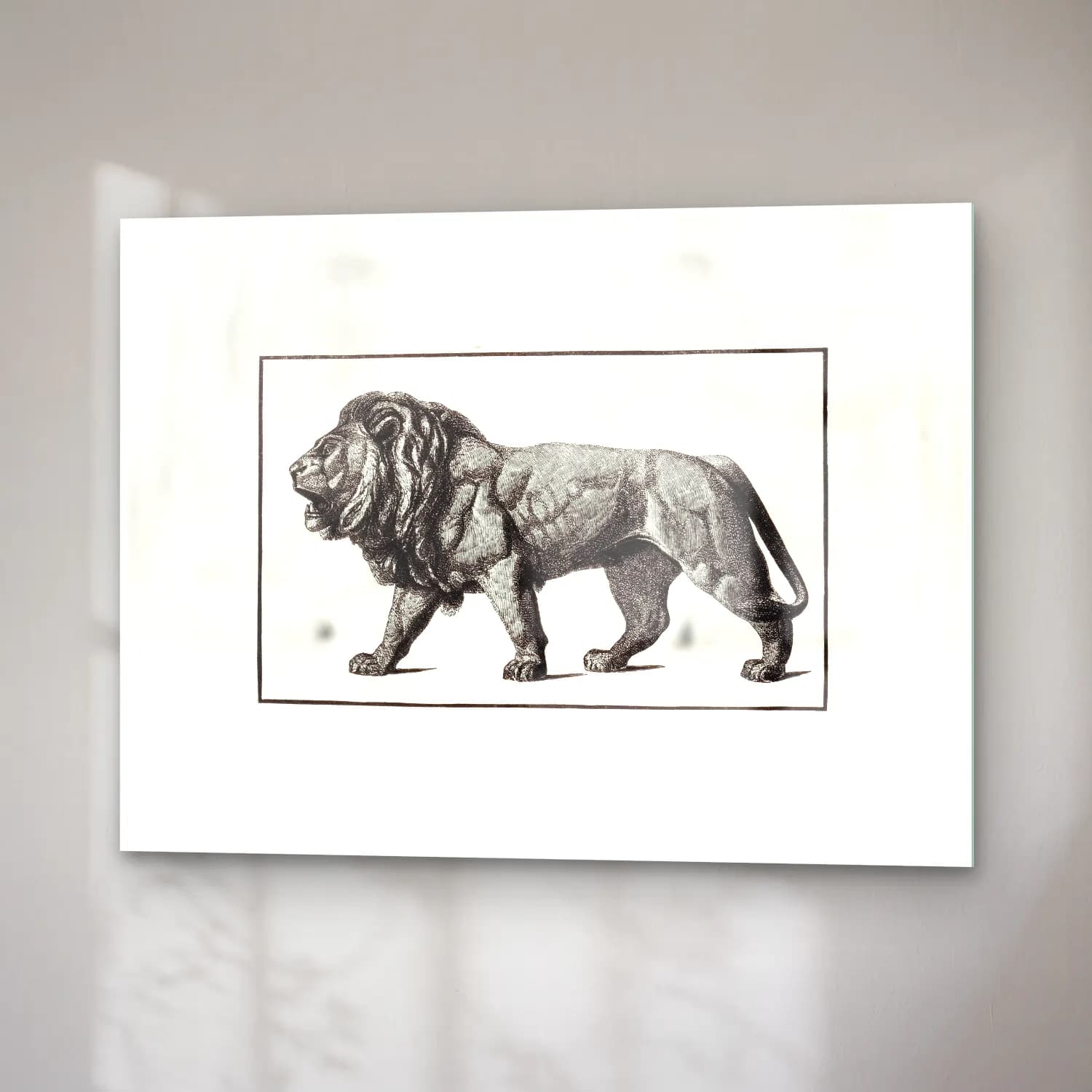 Vintage Aslan No. 12 cam tablo — sağ açıdan görünüm