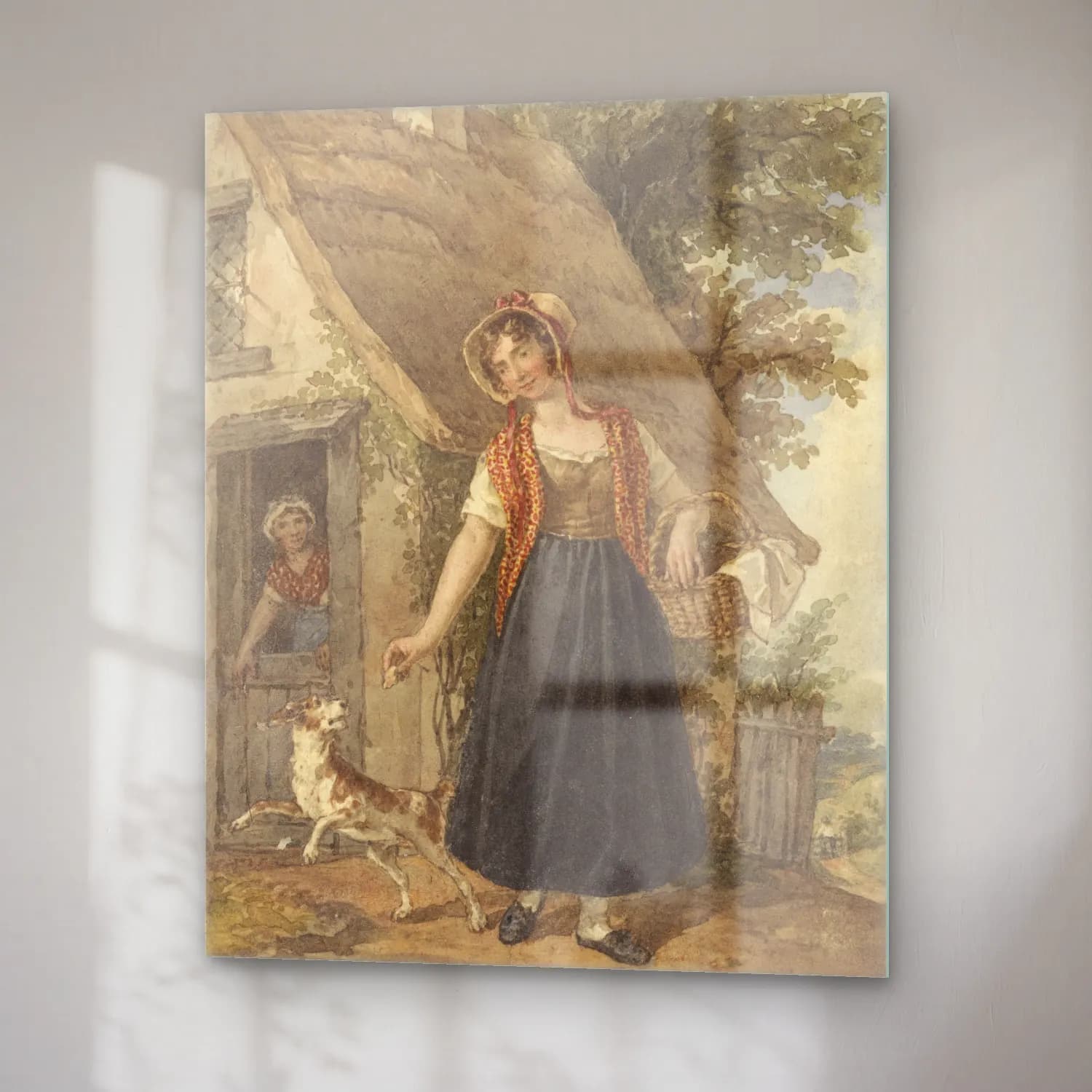Vintage Elbiseli Kadın No. 13 cam tablo — sağ açıdan görünüm