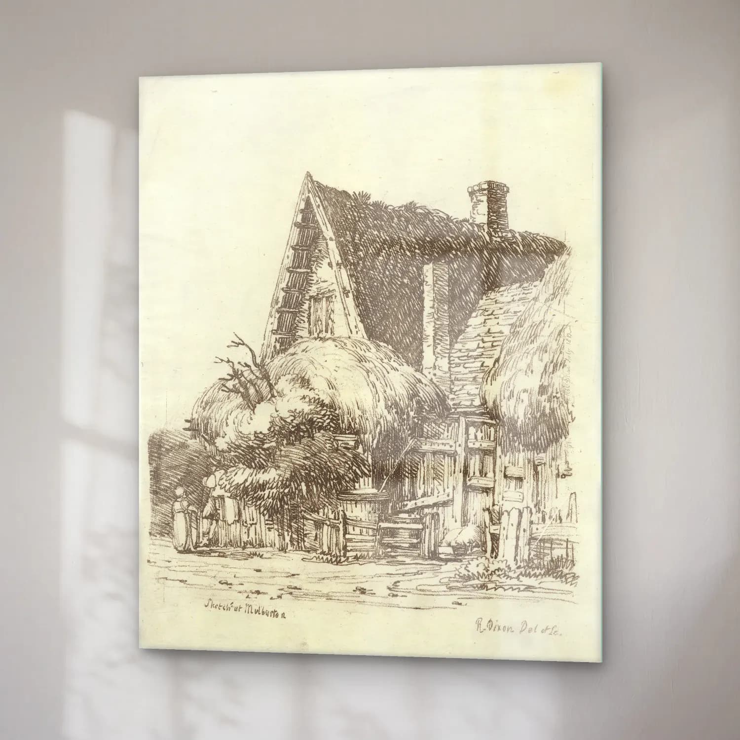 Vintage Kır Evi No. 22 cam tablo — sağ açıdan görünüm