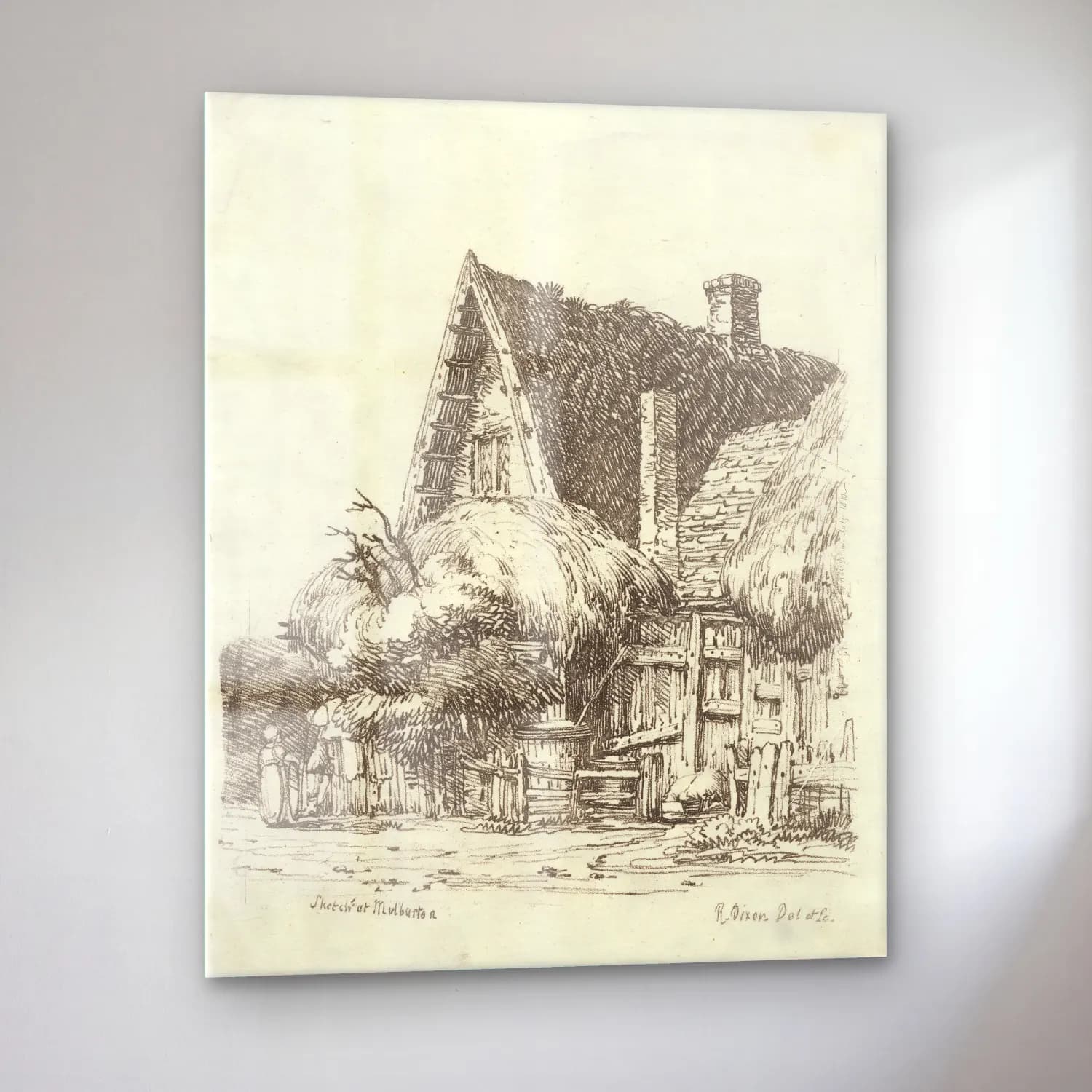 Vintage Kır Evi No. 22 cam tablo — sol açıdan görünüm