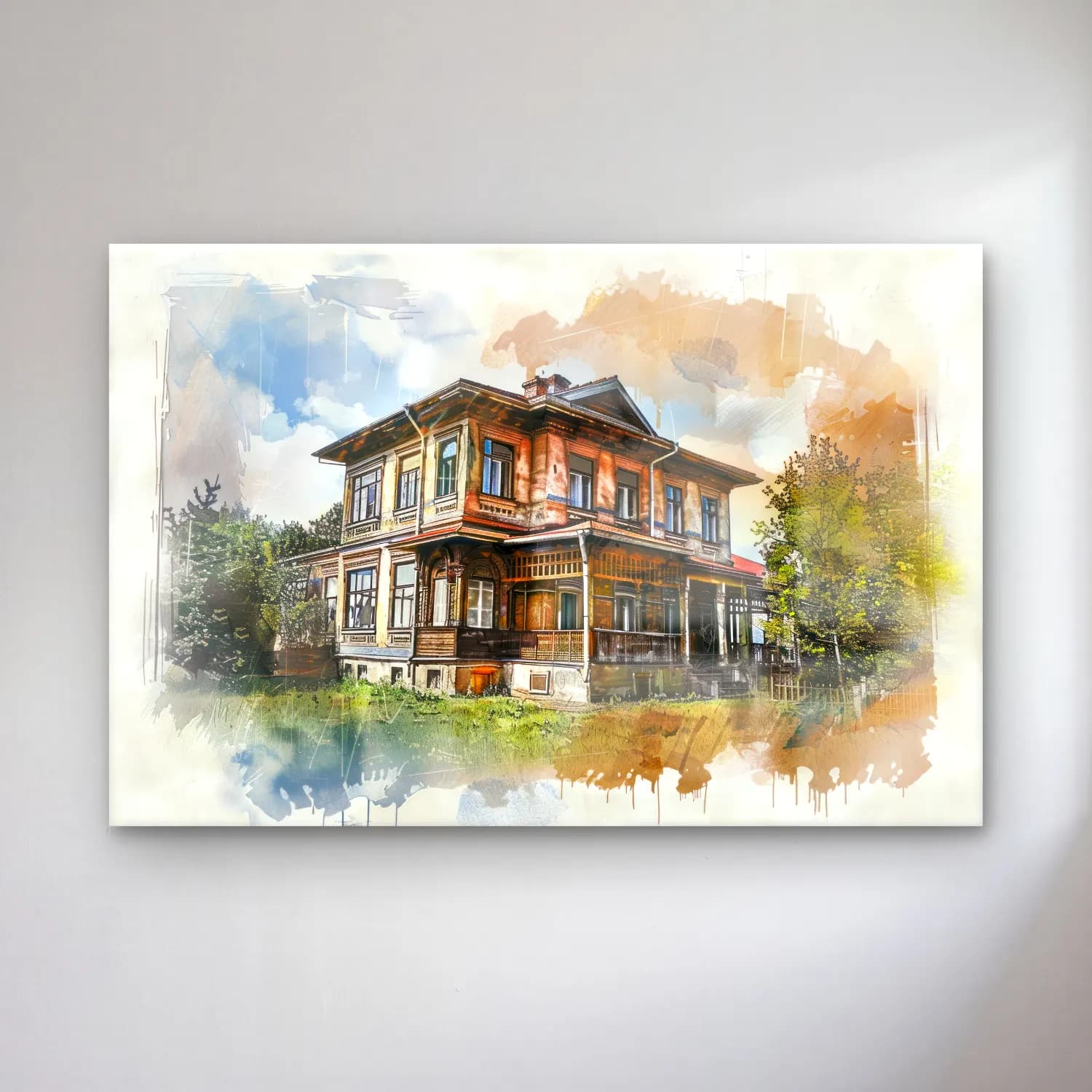 Suluboya Kır Evi No. 25 cam tablo — Suluboya Kır Evi No. 25 — suluboya kır evi