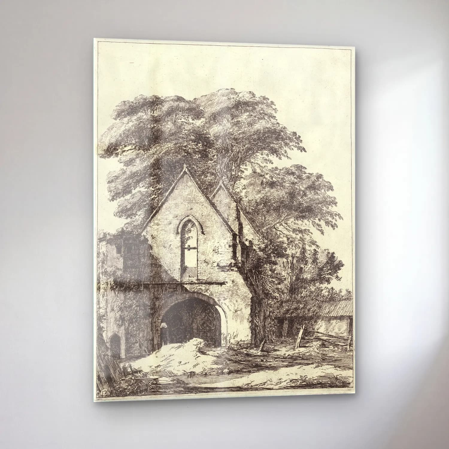 Siyah Beyaz Katedral cam tablo — sol açıdan görünüm