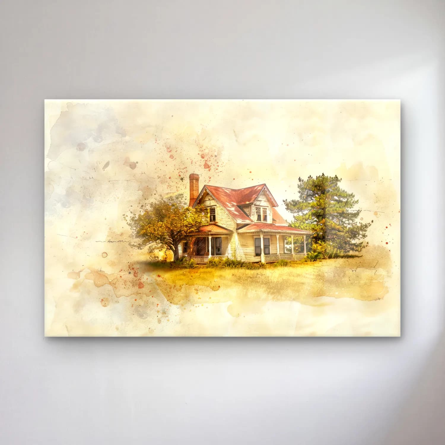 Suluboya Kır Evi No. 29 cam tablo — Suluboya Kır Evi No. 29 — suluboya kır evi