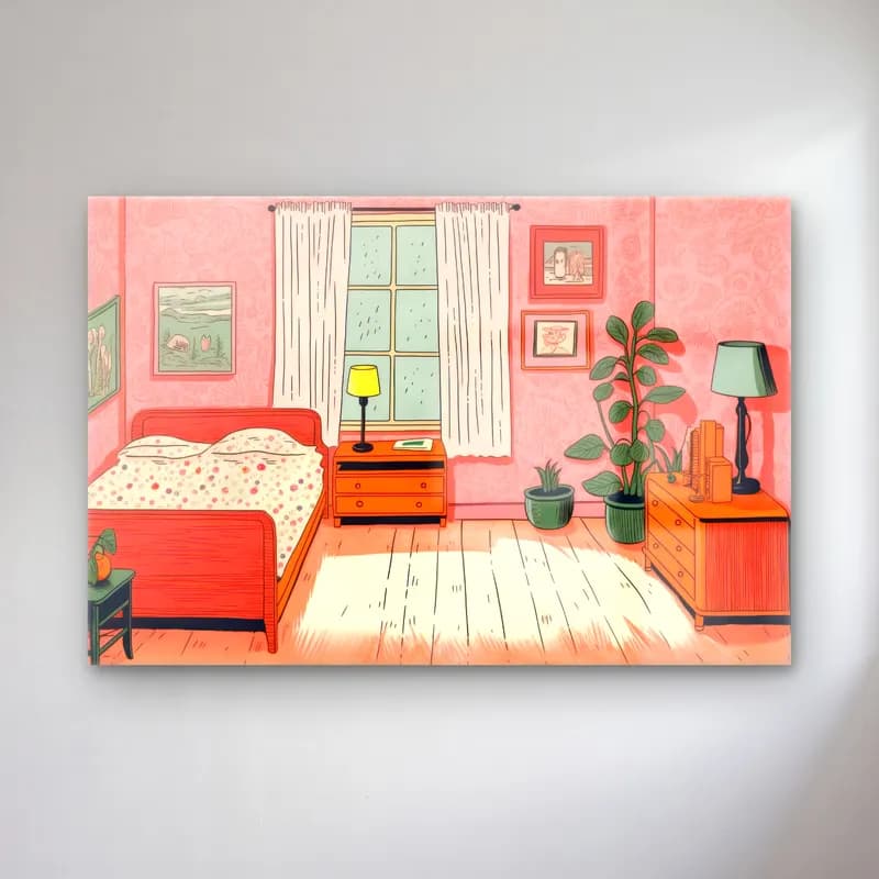 Vintage İç Mekân – Pembe Tonlar cam tablo — Vintage İç Mekân – Pembe Tonlar — vintage vintage i̇ç mekân