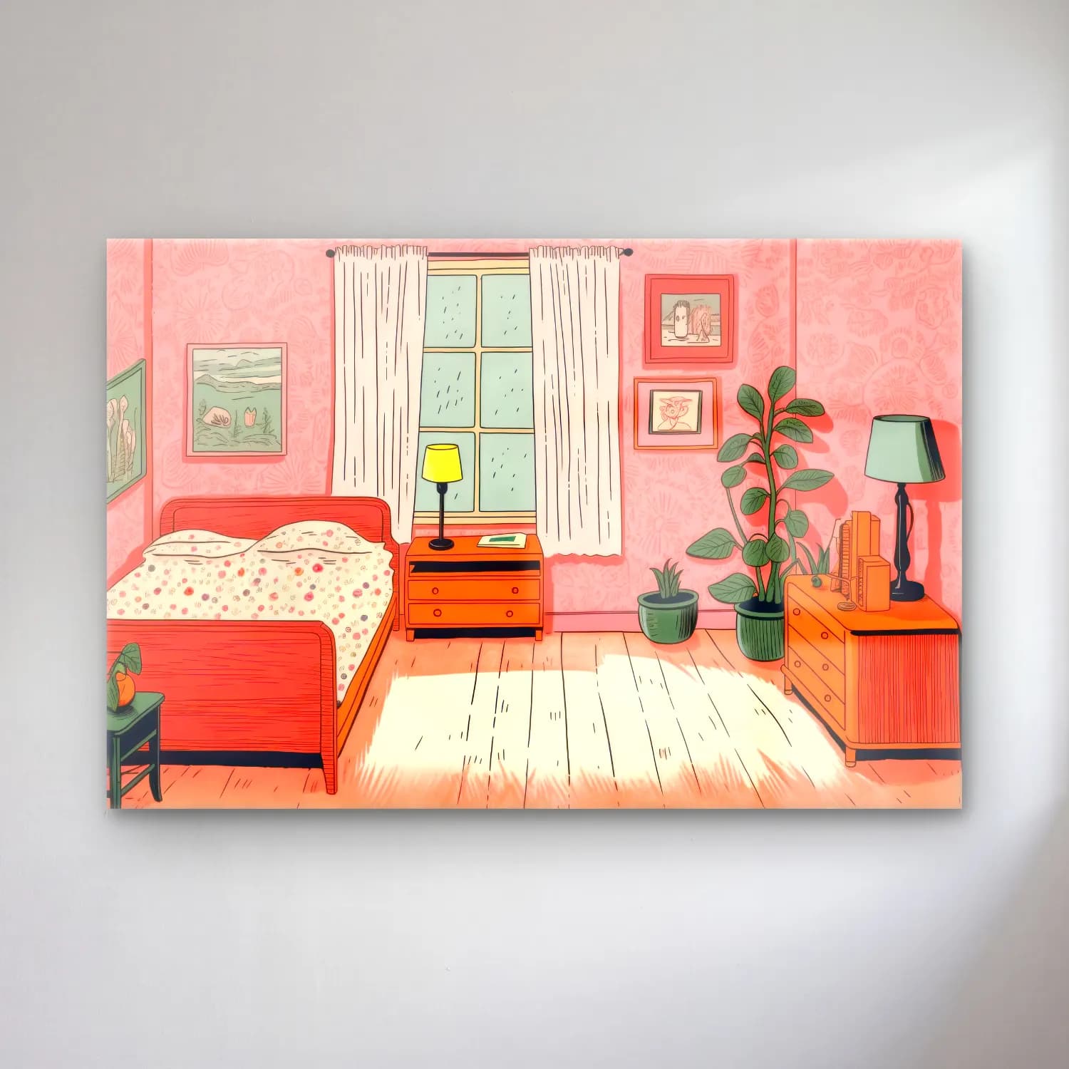 Vintage İç Mekân – Pembe Tonlar cam tablo — Vintage İç Mekân – Pembe Tonlar — vintage vintage i̇ç mekân