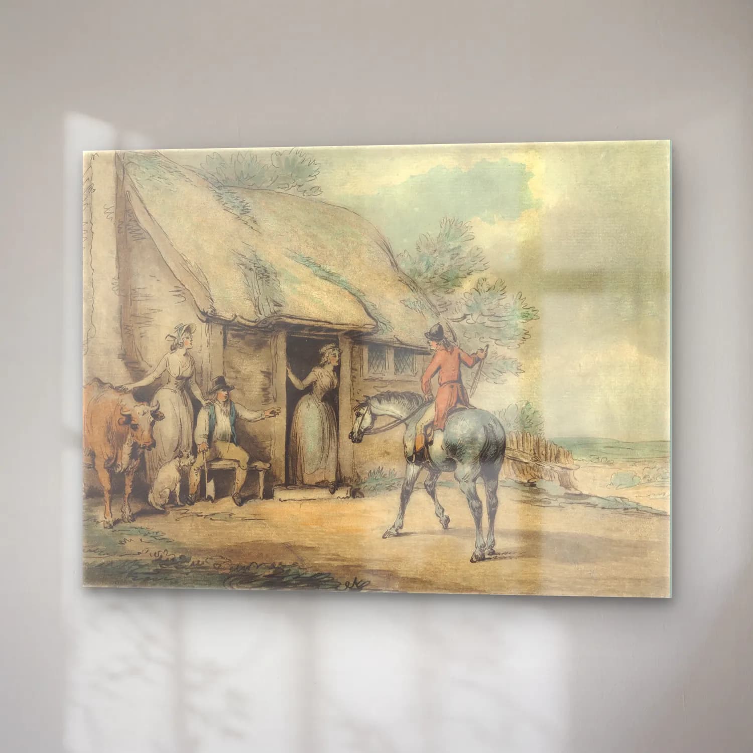 Vintage Atlı No. 18 cam tablo — sağ açıdan görünüm